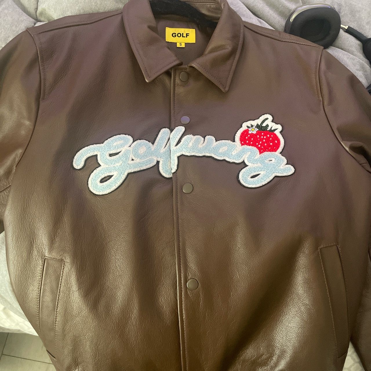 Golf Wang Golf Wang “Strawberry” Leather Jacket Grailed