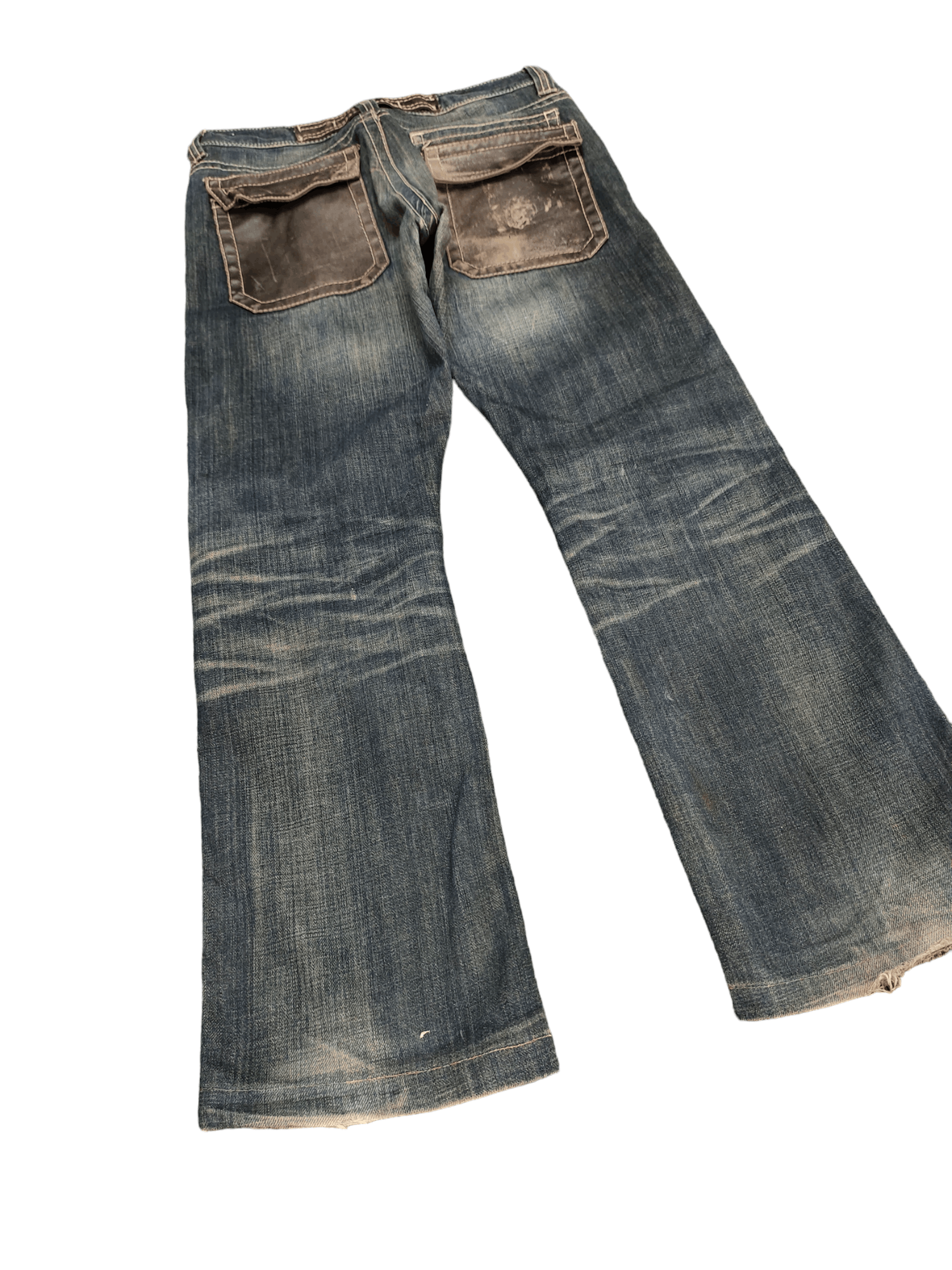 If Six Was Nine Flare Jeans Trim Co Leather Distress Faded Boot Cut Y2k Size US 31 - 3 Thumbnail