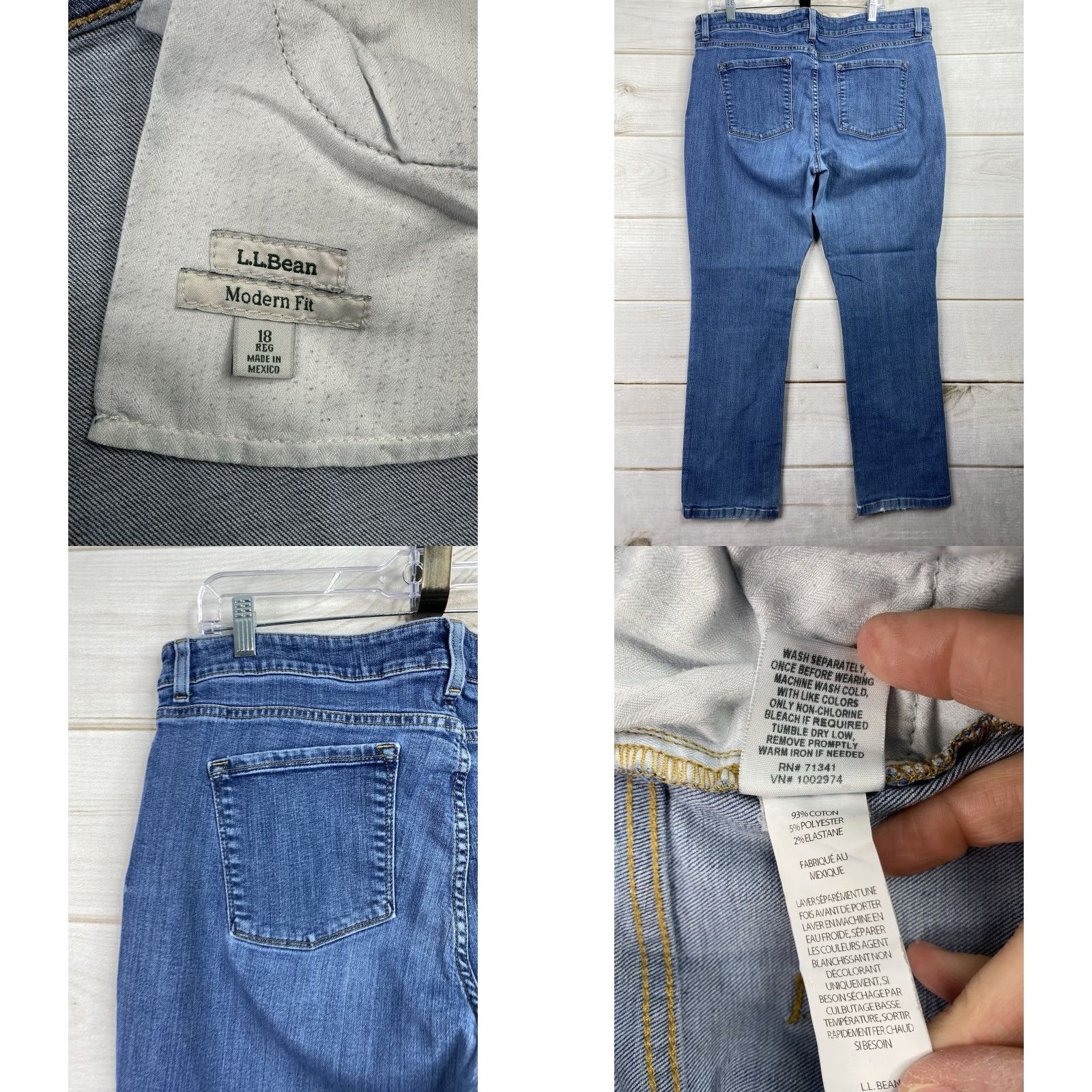 Vintage LL Bean Women Jeans 18 Medium Wash Mid Rise Stretch 90s 5-Pocket Denim Regular Blue Shirt (rearranged for search) Size 40" / US 18 - 8 Thumbnail
