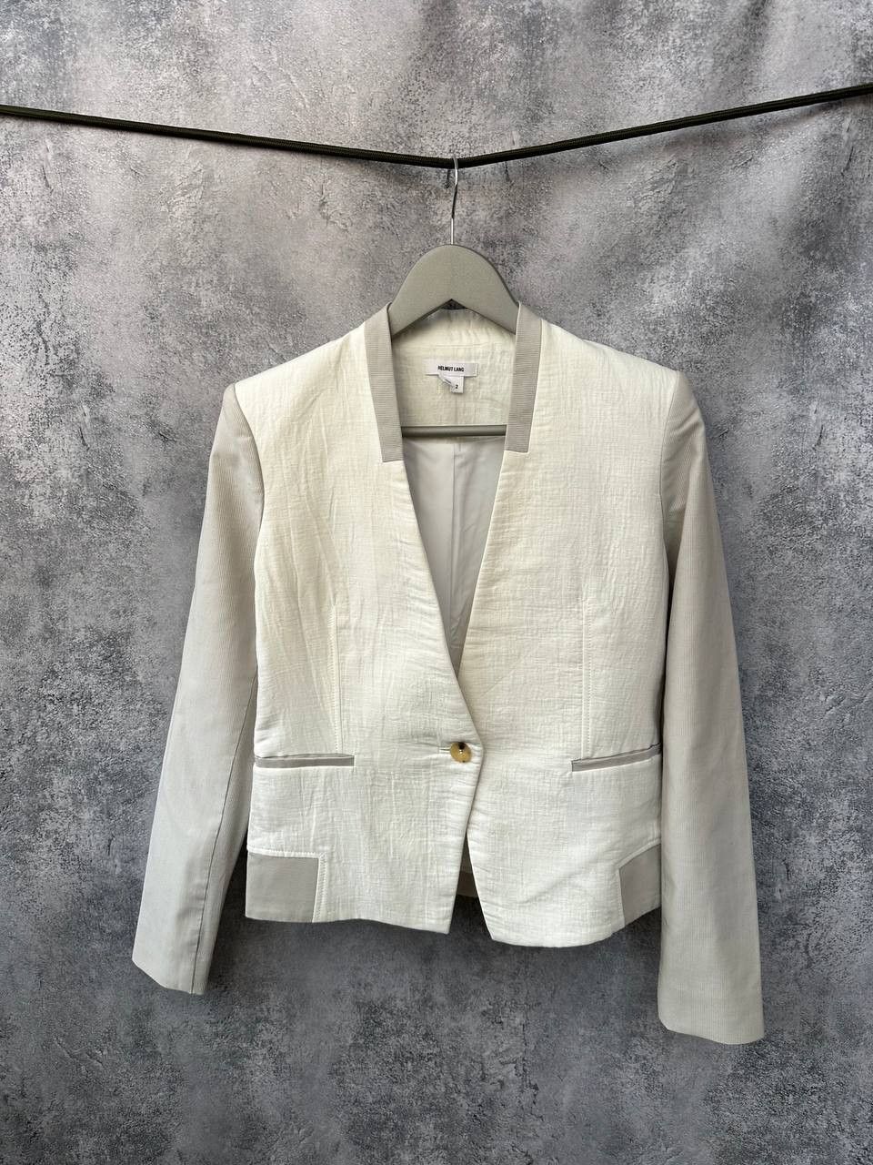 Helmut Lang × Japanese Brand Helmut Lang Textured Blazer Linen Blend One Button Jacket Size XS / US 0-2 / IT 36-38 - 2 Thumbnail
