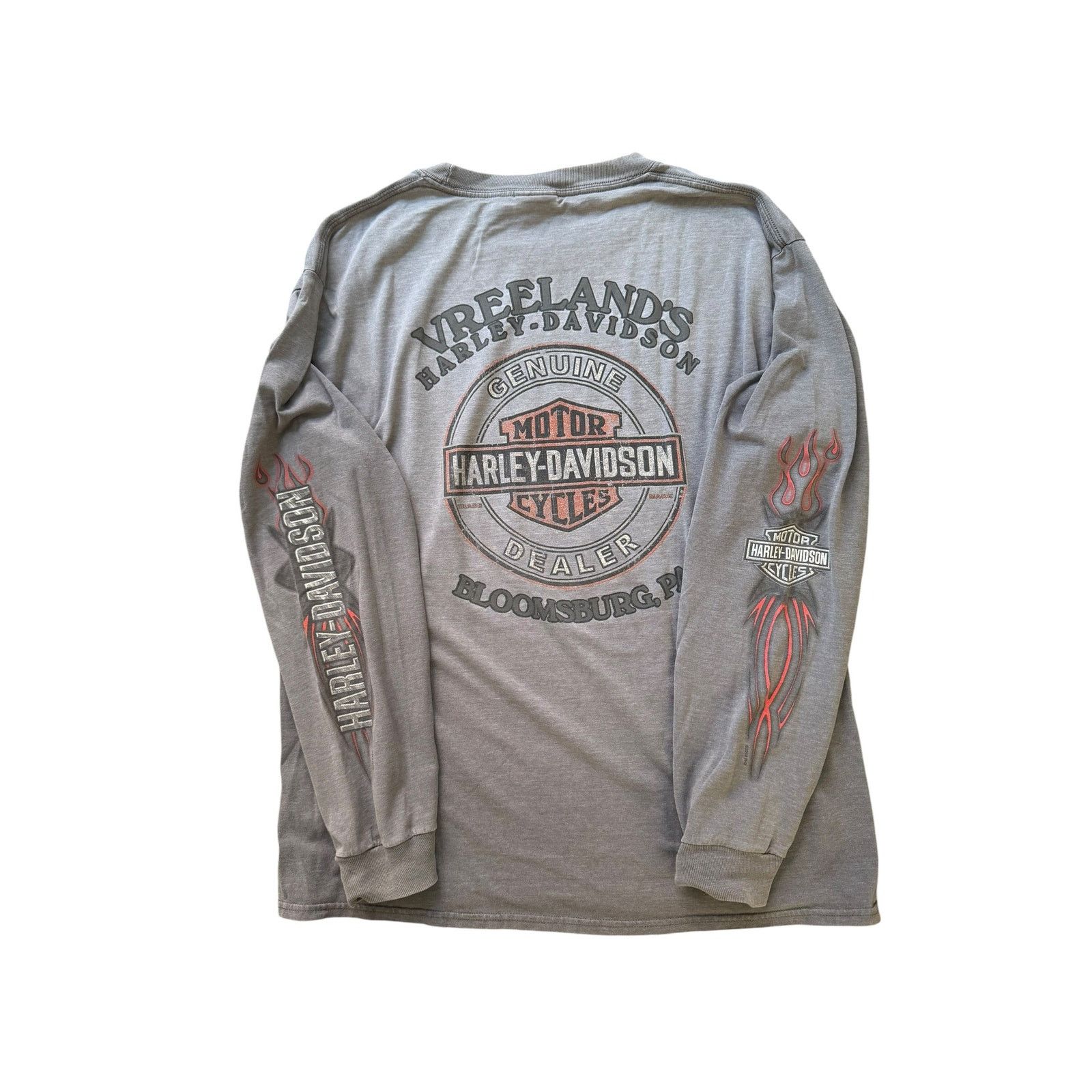 Harley Davidson Vintage Harley Davidson Gray Red Outline Long Sleeve Size US XL / EU 56 / 4 - 5 Thumbnail