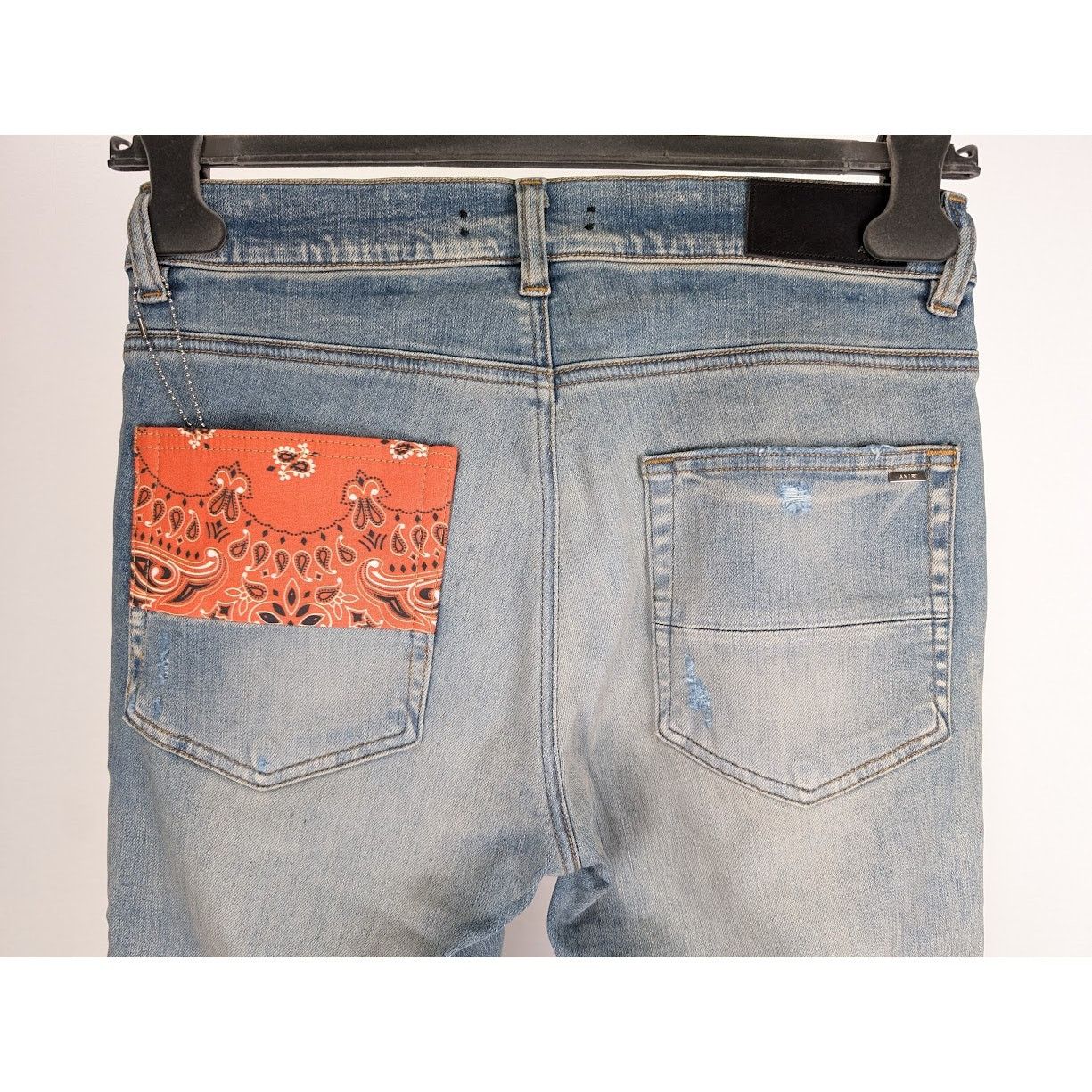 Amiri o1rshd1 Vintage Bandana Artpatch Jeans in Clay Indigo Size US 31 - 18 Thumbnail
