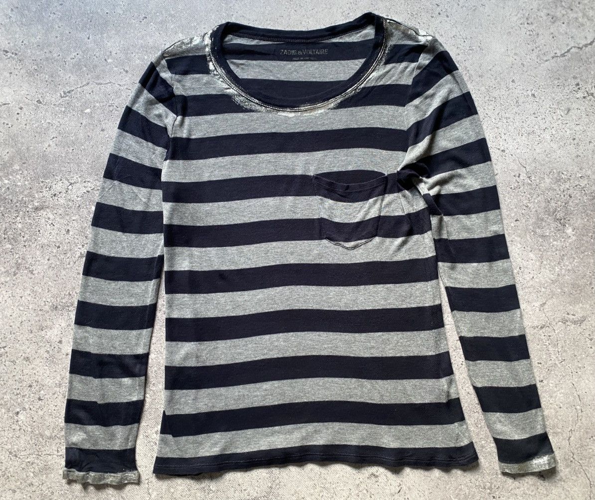 Zadig & Voltaire Zadig & Voltaire Long Sleeve Xs Stripe Modal Avant Garde Size XS / US 0-2 / IT 36-38 - 1 Thumbnail