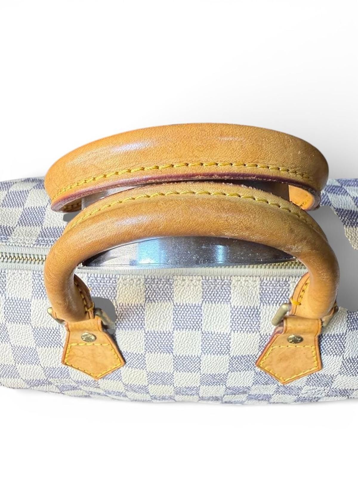 Louis Vuitton Louis Vuitton - Damier Azur Canvas Speedy 30 Satchel Bag Size ONE SIZE - 4 Thumbnail