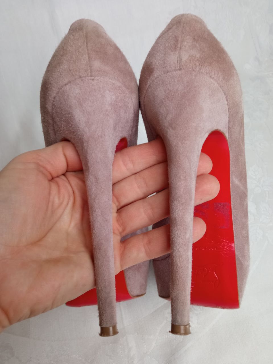 Christian Louboutin Bianca blush suede 140 heel platform pumps Size US 10 / IT 40 - 8 Thumbnail