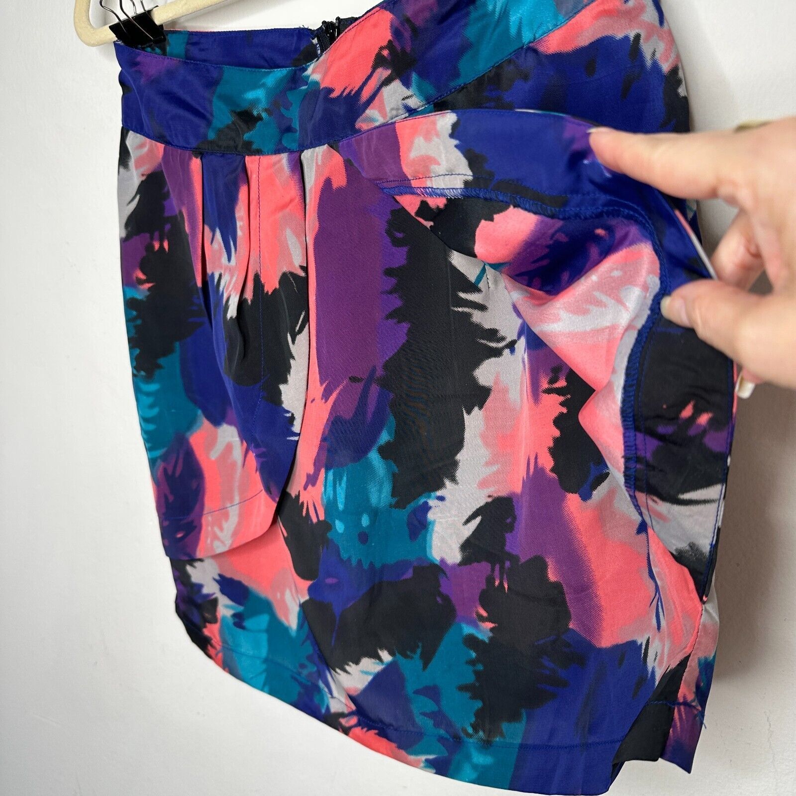 Other Delicia Satin Purple Pink Blue Geometric Tulip Zip Skirt S Size 27" / US 4 / IT 40 - 4 Thumbnail