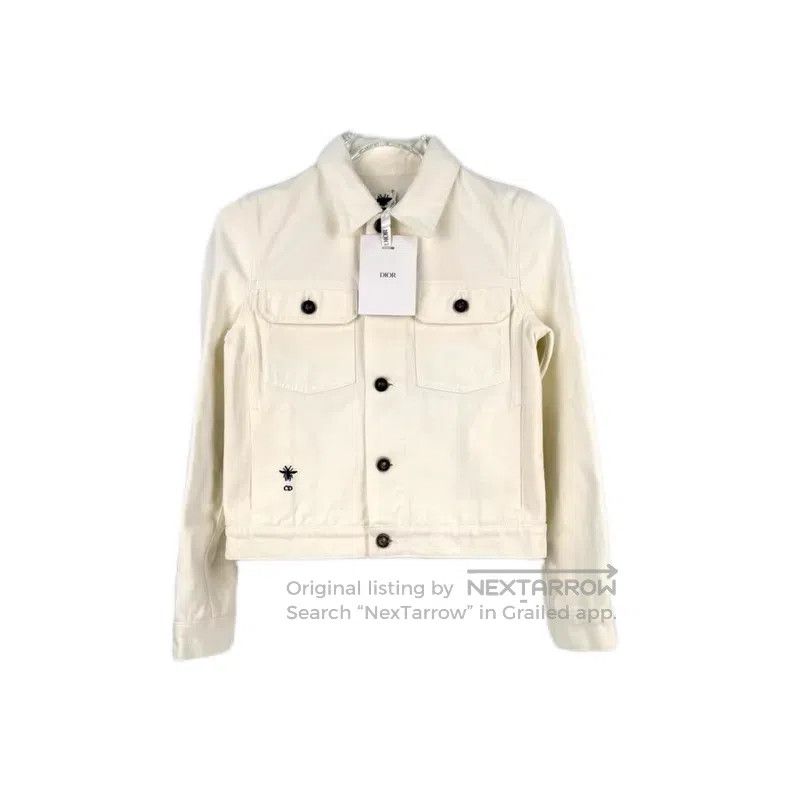 Dior Dior White embroidered bee denim cotton jacket Size XS / US 0-2 / IT 36-38 - 1 Thumbnail