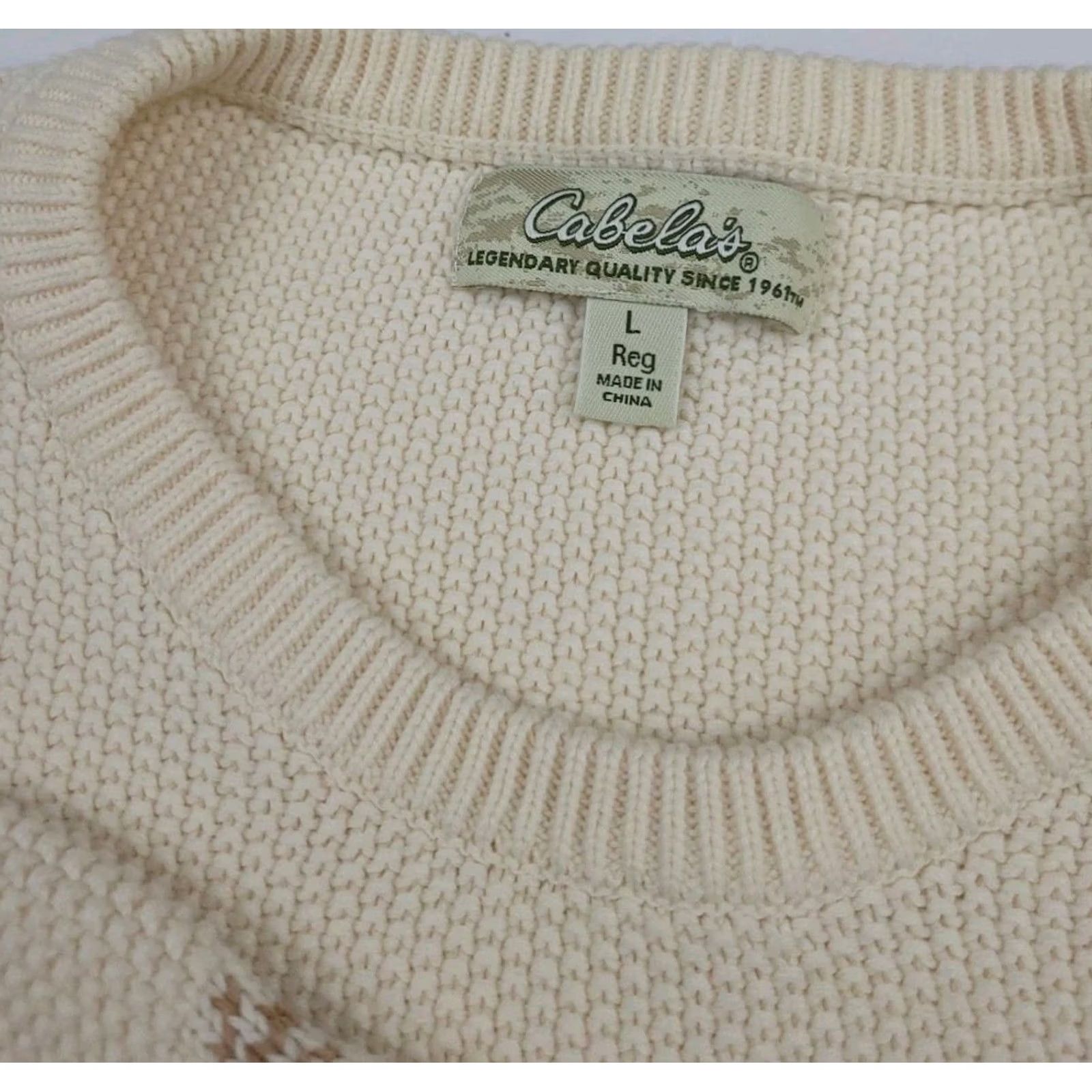 Vintage VINTAGE Cabela'S Sweater Womens L Ivory Cabin Forest Moose Embroidered Worn Vtg Outdoor Nature Size L / US 10 / IT 46 - 7 Thumbnail