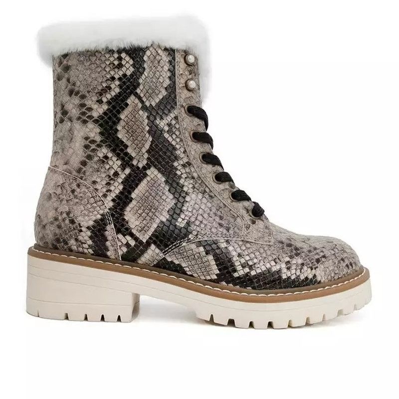 Sugar Sugar Women Snake Print Vegan Casual Comfort Combat Boots 8M Size US 8 / IT 38 - 1 Thumbnail