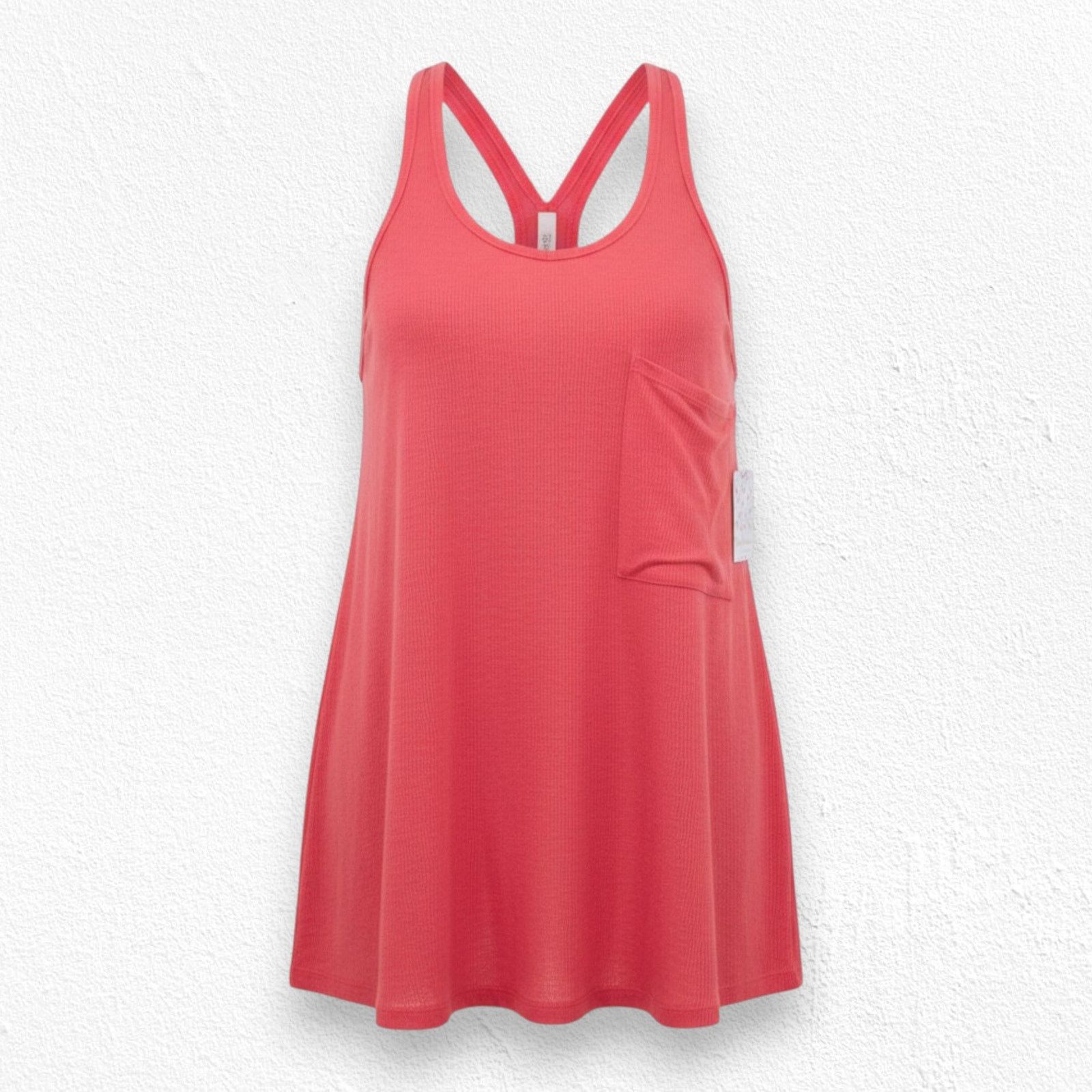 Free People Fire Red Rib Knit Linen Blend Racerback Tank Top Size Large Size L / US 10 / IT 46 - 1 Thumbnail