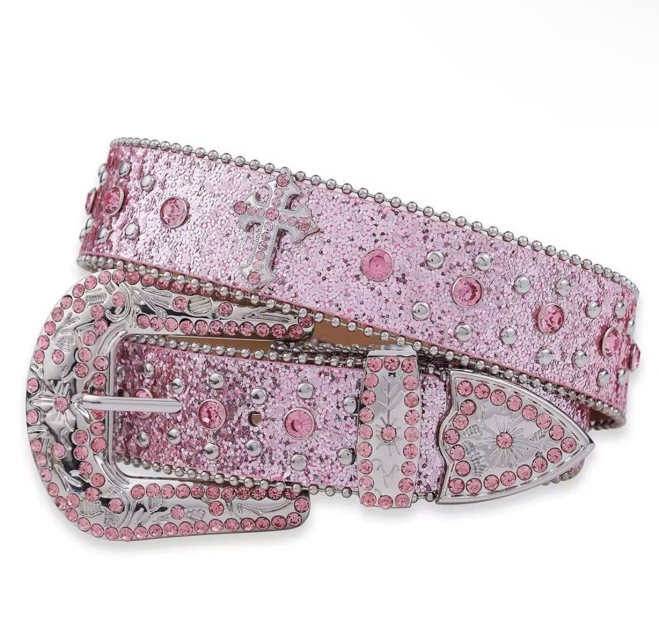 Other Rhinestone Gothic Punk Pink Skulls Cross Belt Size ONE SIZE - 1 Thumbnail