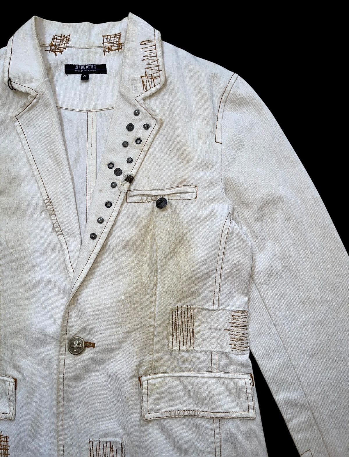 In The Attic Distressed Studs Dirty Pattern Chore Jacket Size US M / EU 48-50 / 2 - 7 Thumbnail