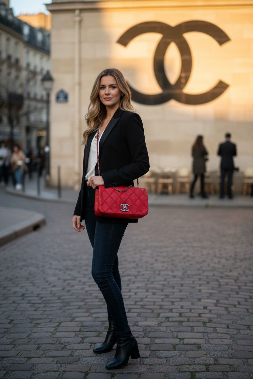 Chanel CHANEL Diamond Stitch Quilted Chain Flap Bag Red Calfskin Size ONE SIZE - 2 Thumbnail