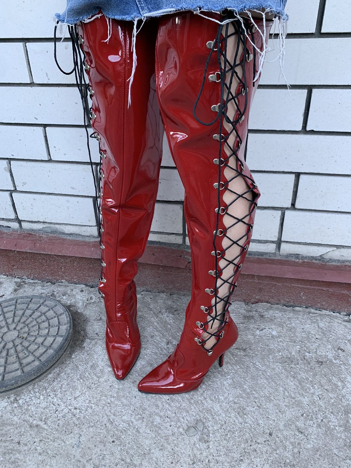 Japanese Brand Women's Biker Cowboy Boots Gothic High Heel Motorcycle style Size US 7 / IT 37 - 2 Thumbnail