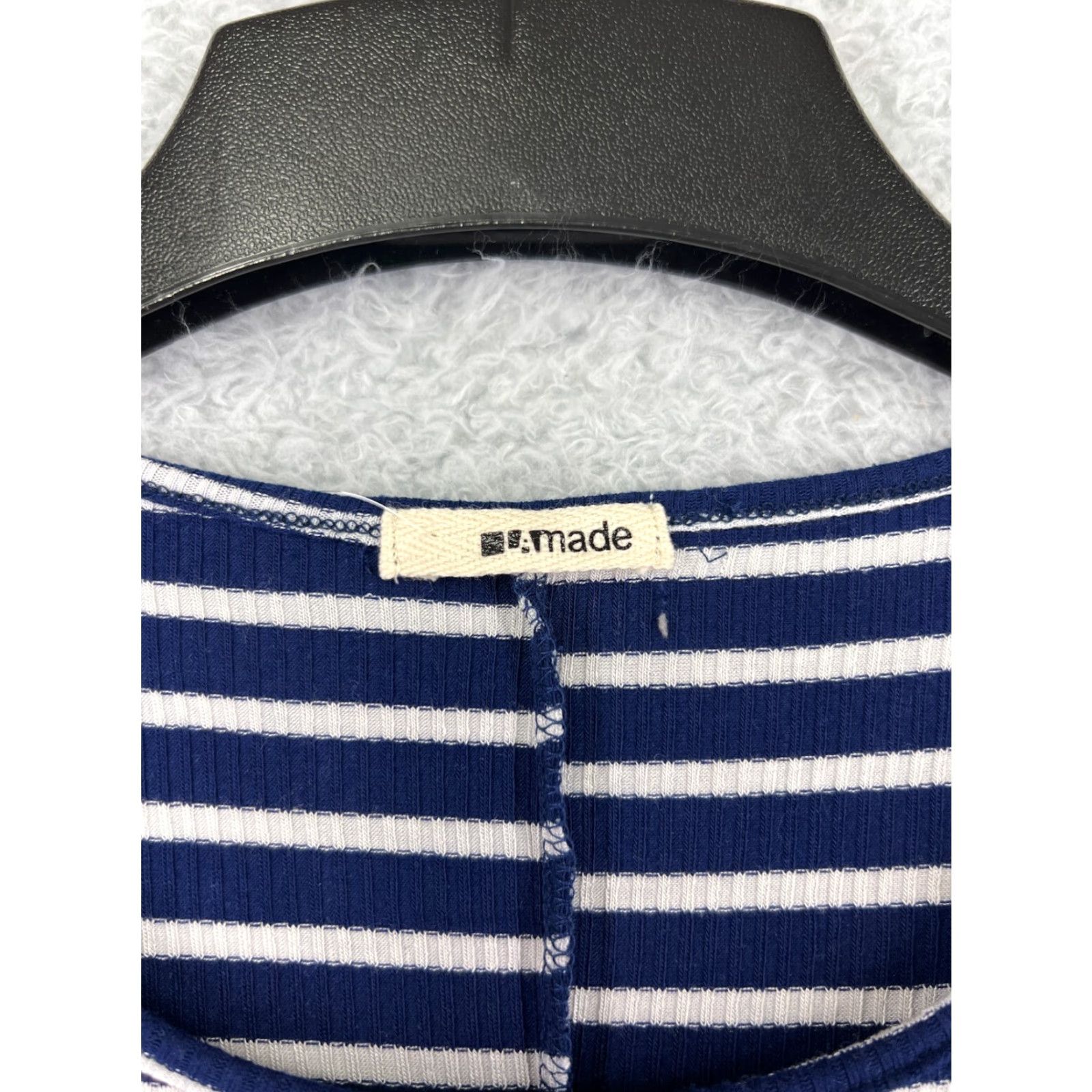 Vintage LA made Dress Womens M Blue White Striped Mini Long Sleeve Polyester Blend Size M / US 6-8 / IT 42-44 - 3 Thumbnail