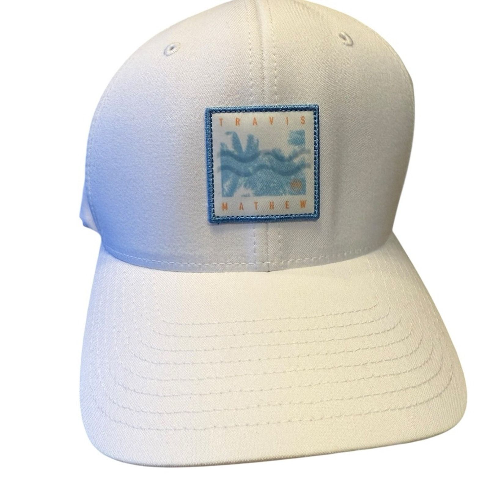 TravisMathew Travis Mathew Flexfit Small/Medium White and Blue Logo Hat Size ONE SIZE - 1 Thumbnail