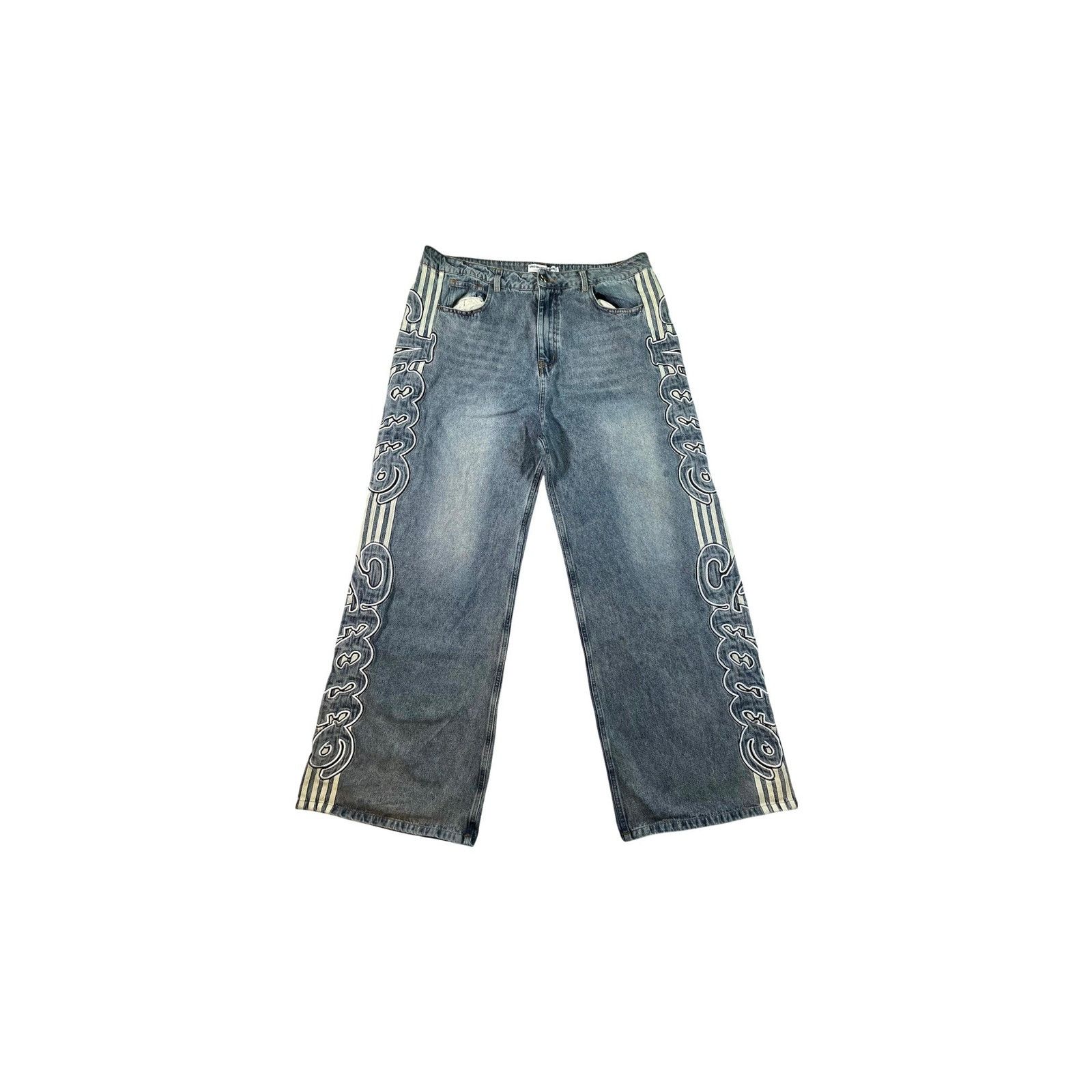 Vale Vale Stripe Dark Wash & Cream Jeans Size US 36 / EU 52 - 1 Thumbnail