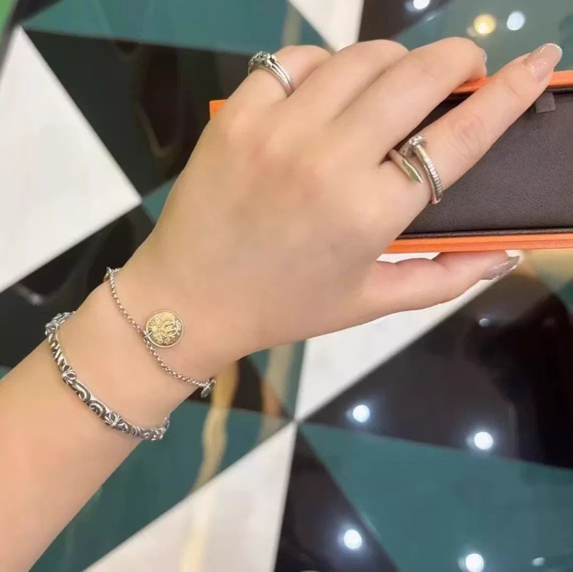 Hermes Hermes 925S & 18K RG Bracelet 16cm New AB694 With Box Size ONE SIZE - 6 Thumbnail