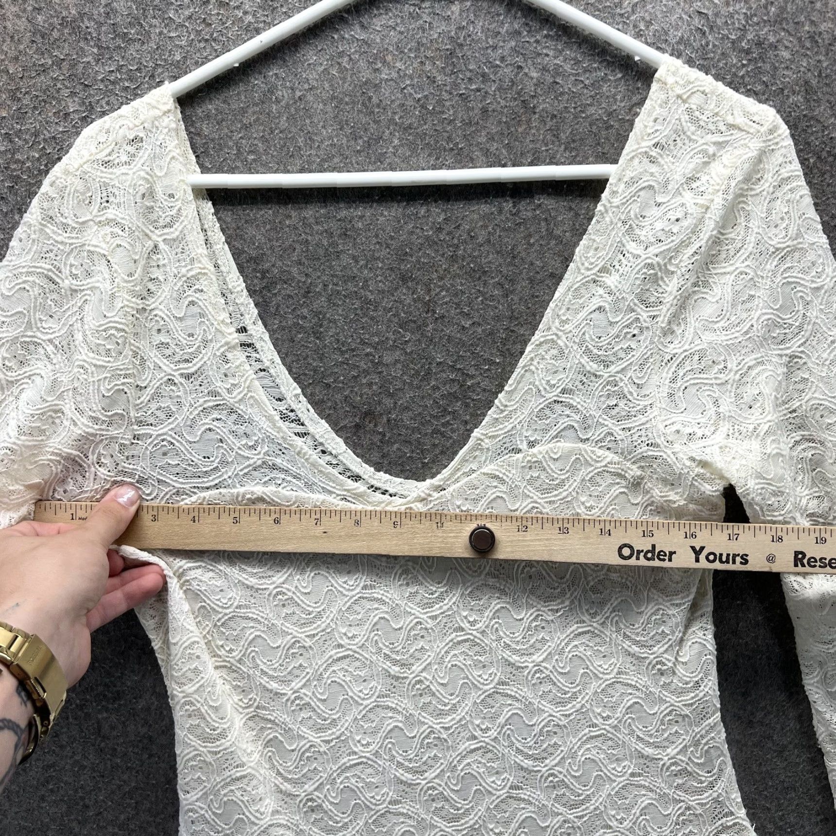 Free People Free People Dress Womens L White Lace Fit & Flare 3/4 Sleeve V-Neck Skater Party/Cocktail Wedding Dresses Womens Size L / US 10 / IT 46 - 6 Thumbnail
