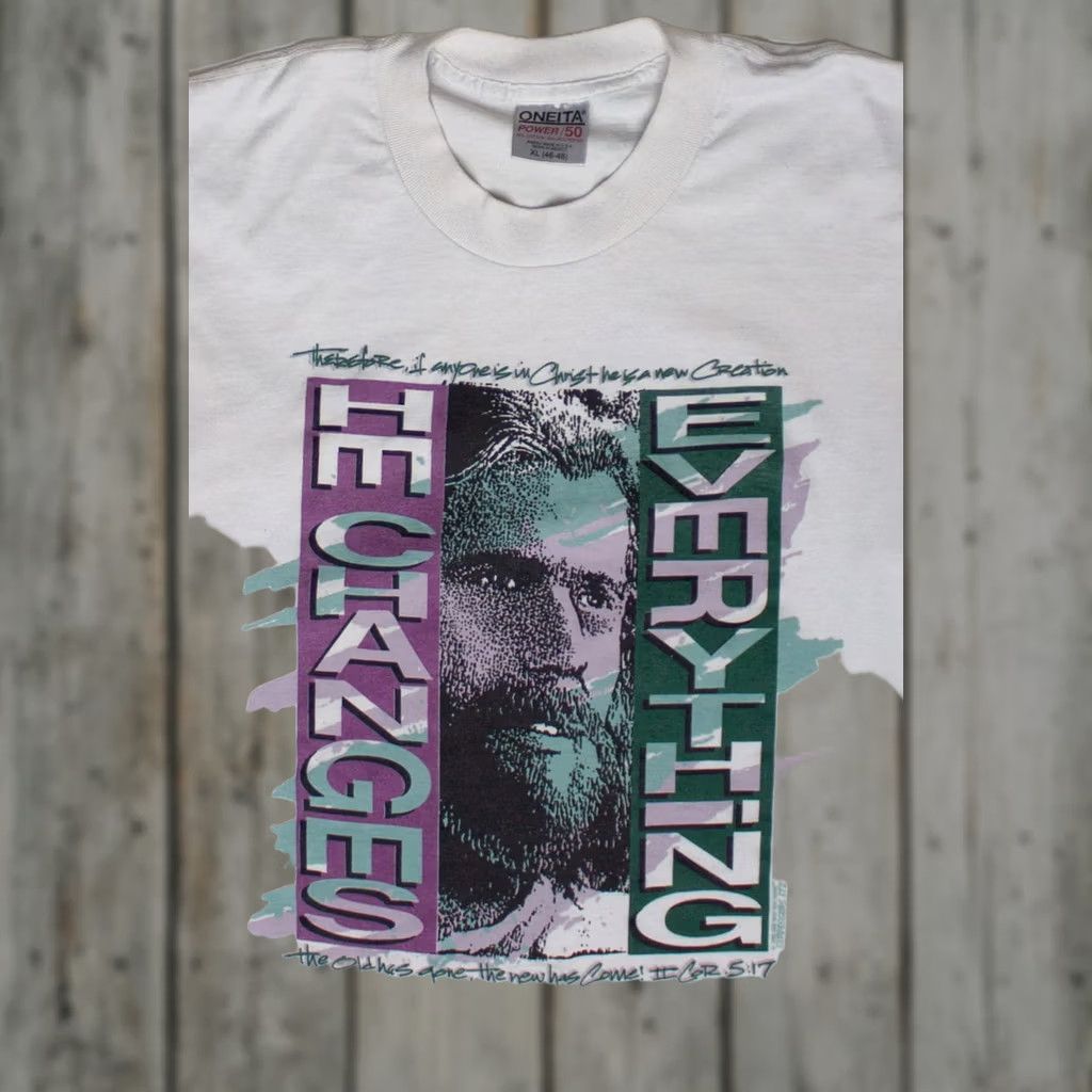 Vintage VINTAGE He Changes Everything T-Shirt White Unisex Adults XL 1990s Mens Womens Boys Girls Size US XL / EU 56 / 4 - 1 Thumbnail