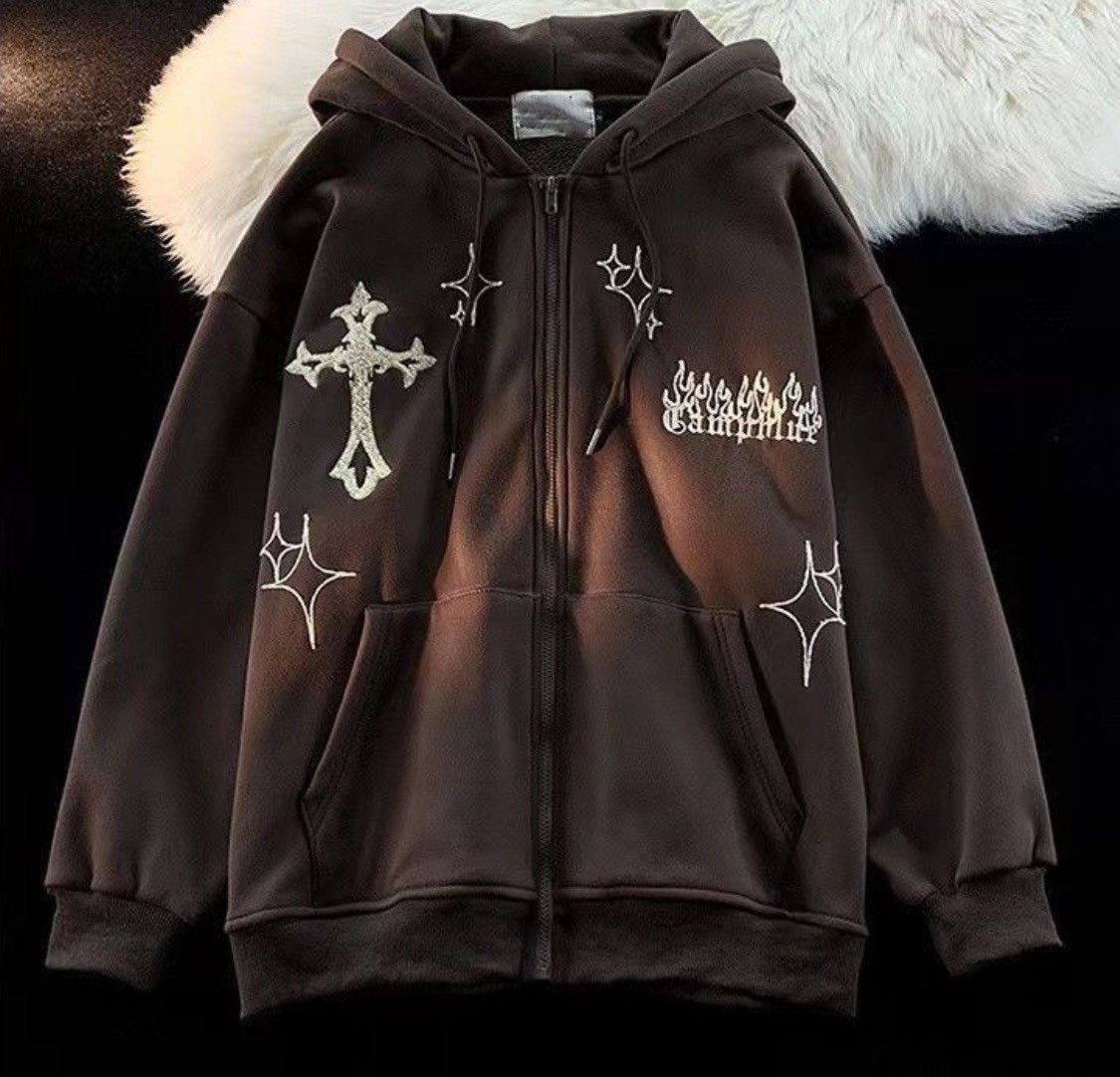 Cool Shirtz × Japanese Brand Gothic Embroidered Cardigan Hoodies Size US M / EU 48-50 / 2 - 1 Thumbnail