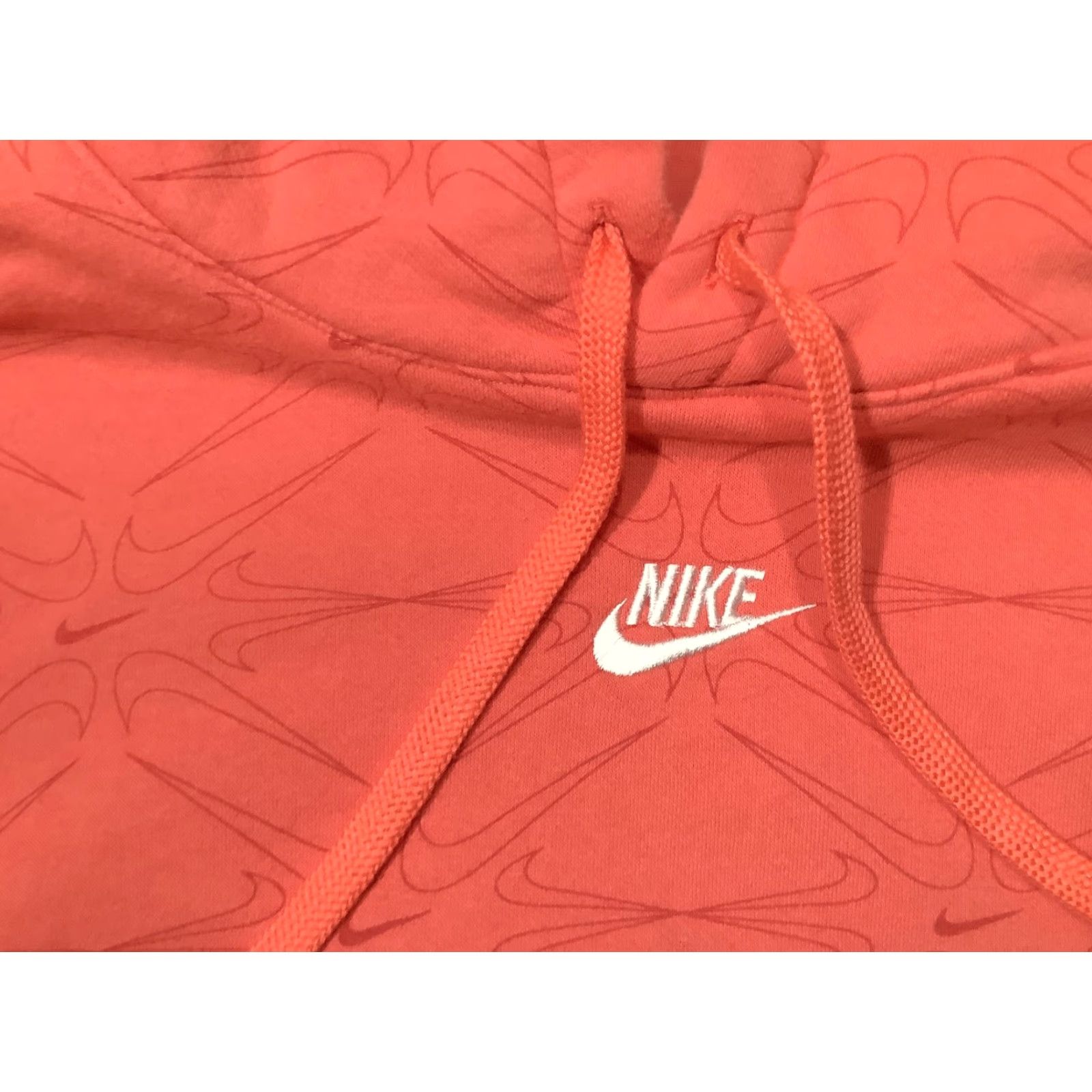 Nike Nike Hoodie Mens XL Orange Allover Swoosh Print Fleece Pullover Sweatshirt Size US XL / EU 56 / 4 - 5 Thumbnail