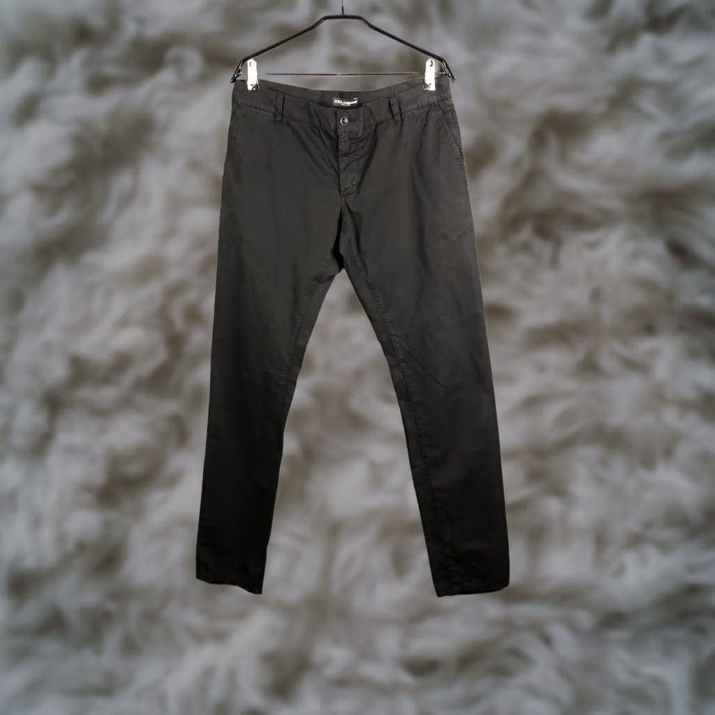 Dolce & Gabbana Dolce&Gabbana Pants Men's 50 Black Cotton Chino Regular Flat Front Logo Pockets Vintage No Size US 34 / EU 50 - 1 Thumbnail
