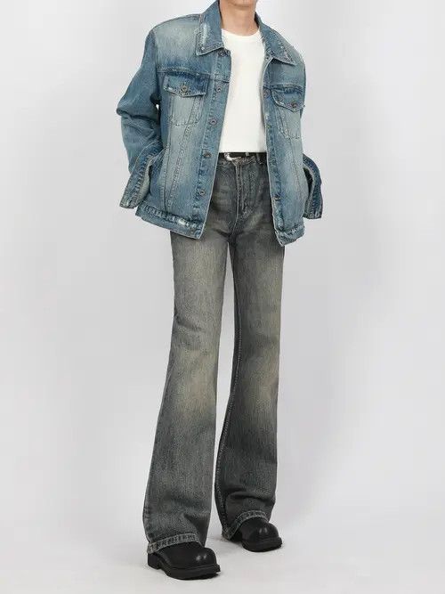 Japanese Brand × Jean Vintage high street cleanfit washed distressed flared jeans Size US 32 / EU 48 - 4 Thumbnail