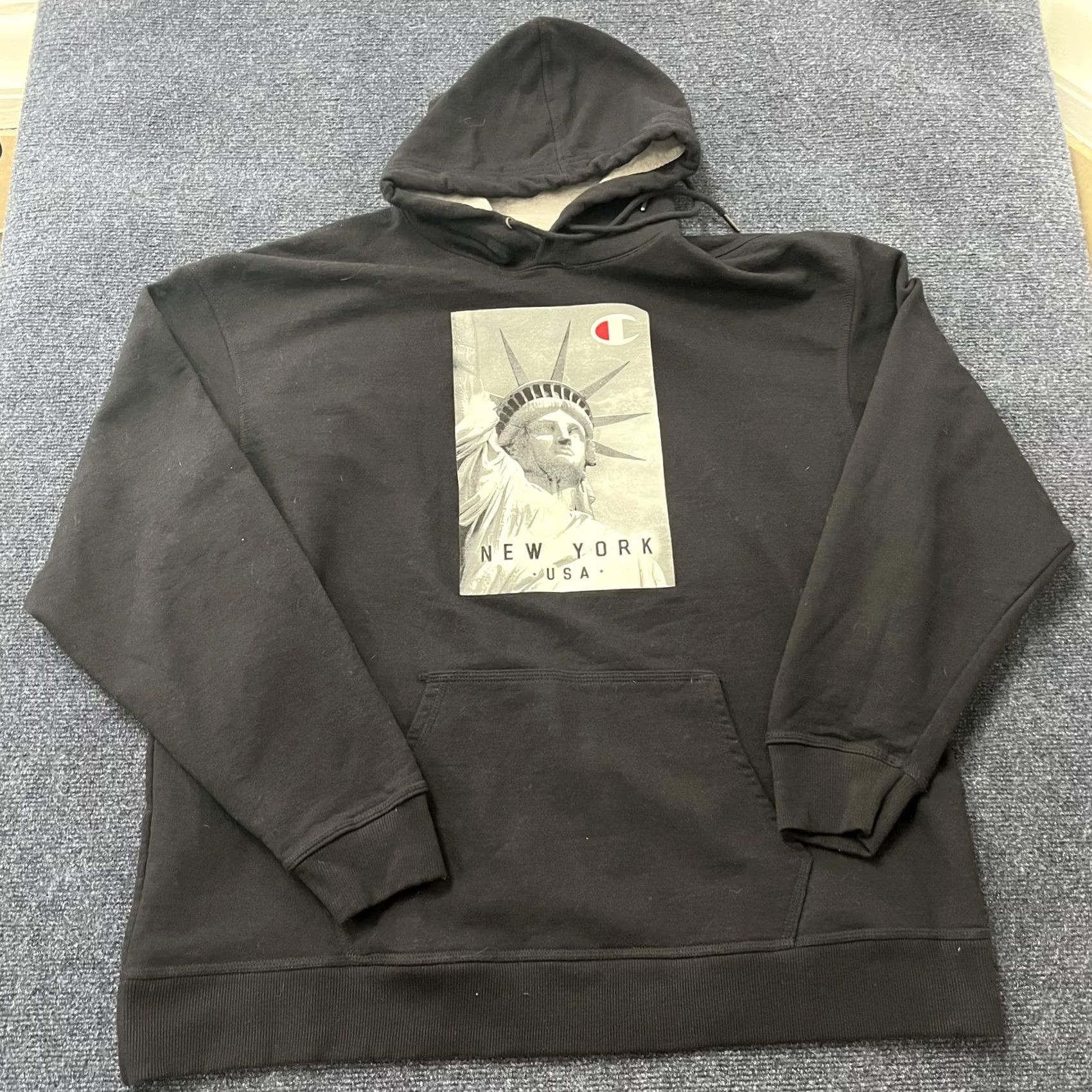 Champion Champion Hoodie Mens 2XL Black New York USA Statue of Liberty Graphic Pullover Size US XXL / EU 58 / 5 - 2 Thumbnail