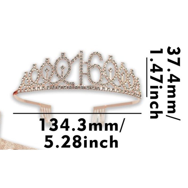 Other Sweet 16 Tiara Birthday Rhinestone Crown for Girls Size ONE SIZE - 6 Thumbnail