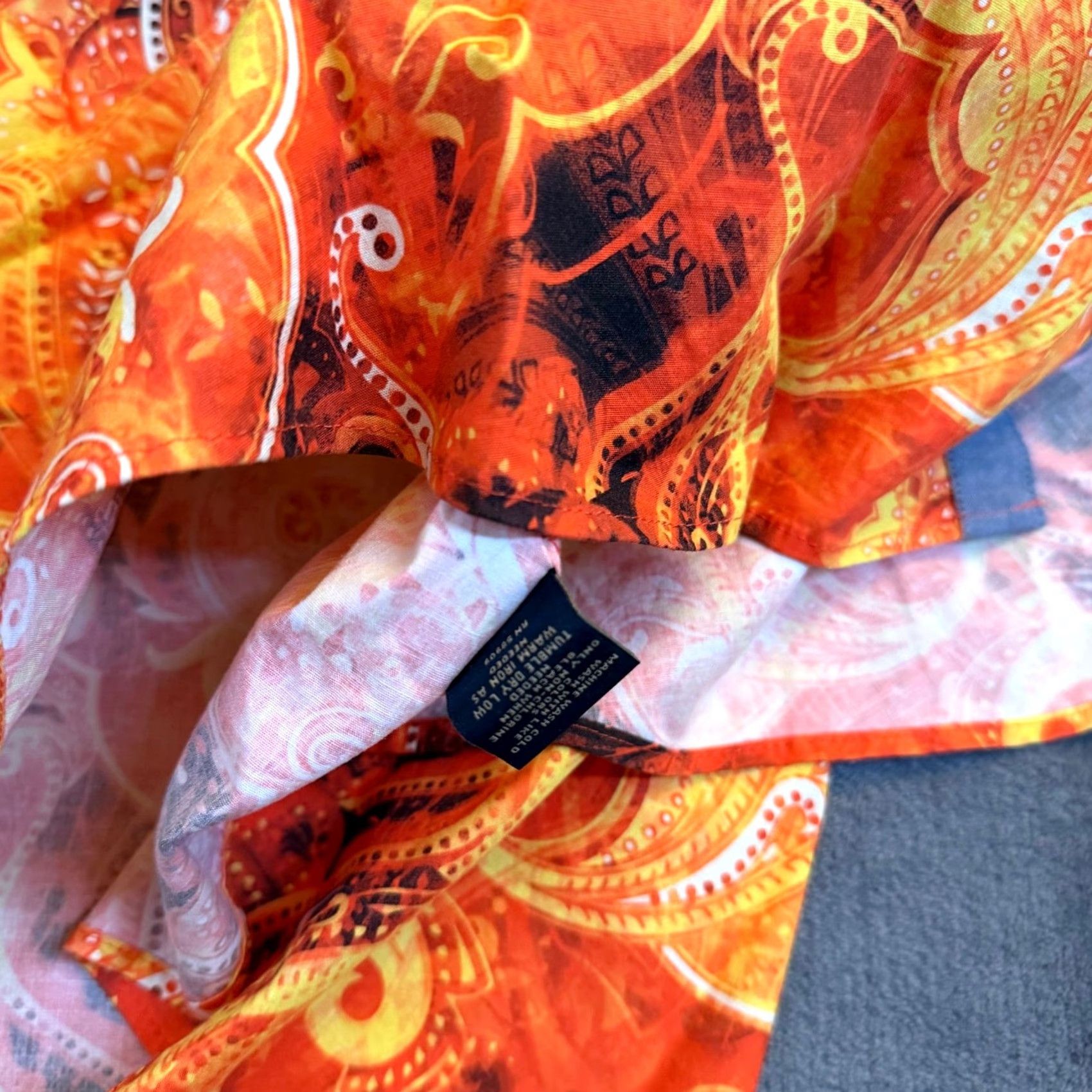 Cremieux Cremieux Premium Denim Button-Up Shirt Mens 2XB Orange Paisley Stretch NWT Big & Tall Casual Short Sleeve Button-Up Shirt Mens Orange Paisley 2XB NWT Size US XXL / EU 58 / 5 - 5 Thumbnail