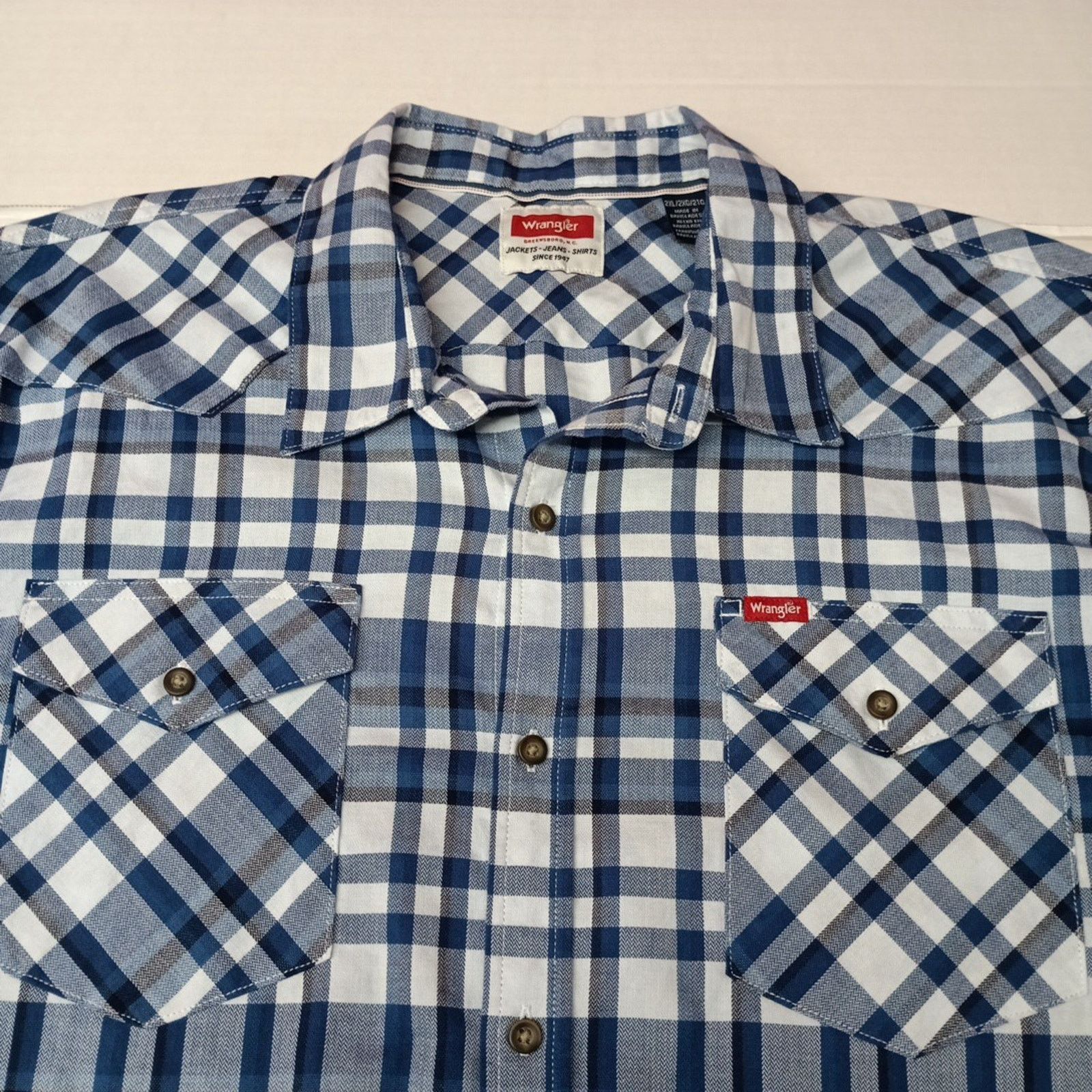 Wrangler Wrangler Slim Fit Woven Twill Button Shirt Men's 2XL Plaid Size US XXL / EU 58 / 5 - 3 Thumbnail