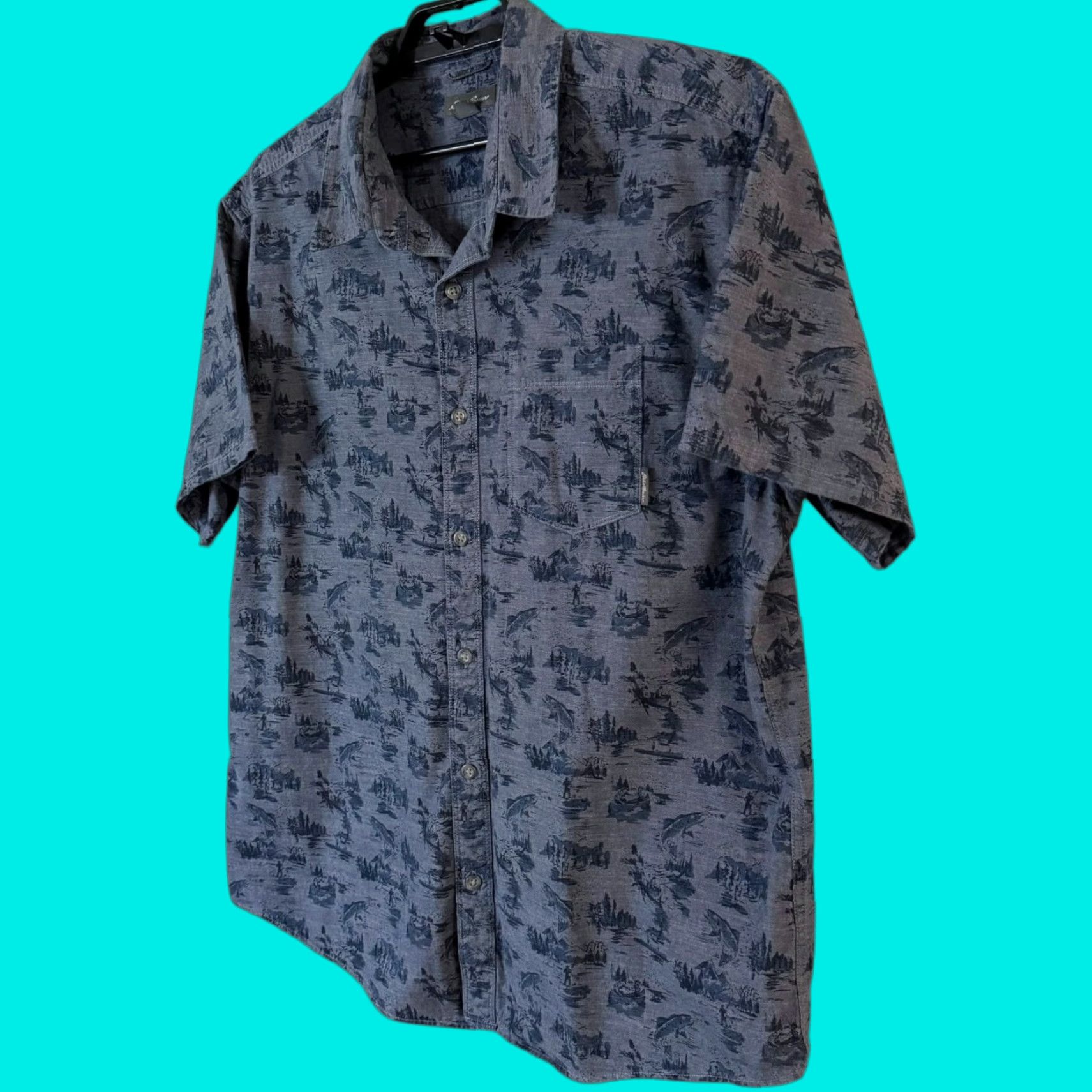 Eddie Bauer Eddie Bauer Button-Up Shirt Blue Men's XL Cotton Outdoor Casual Pockets Short Sleeve 100% Cotton Shirt Size US XL / EU 56 / 4 - 1 Thumbnail