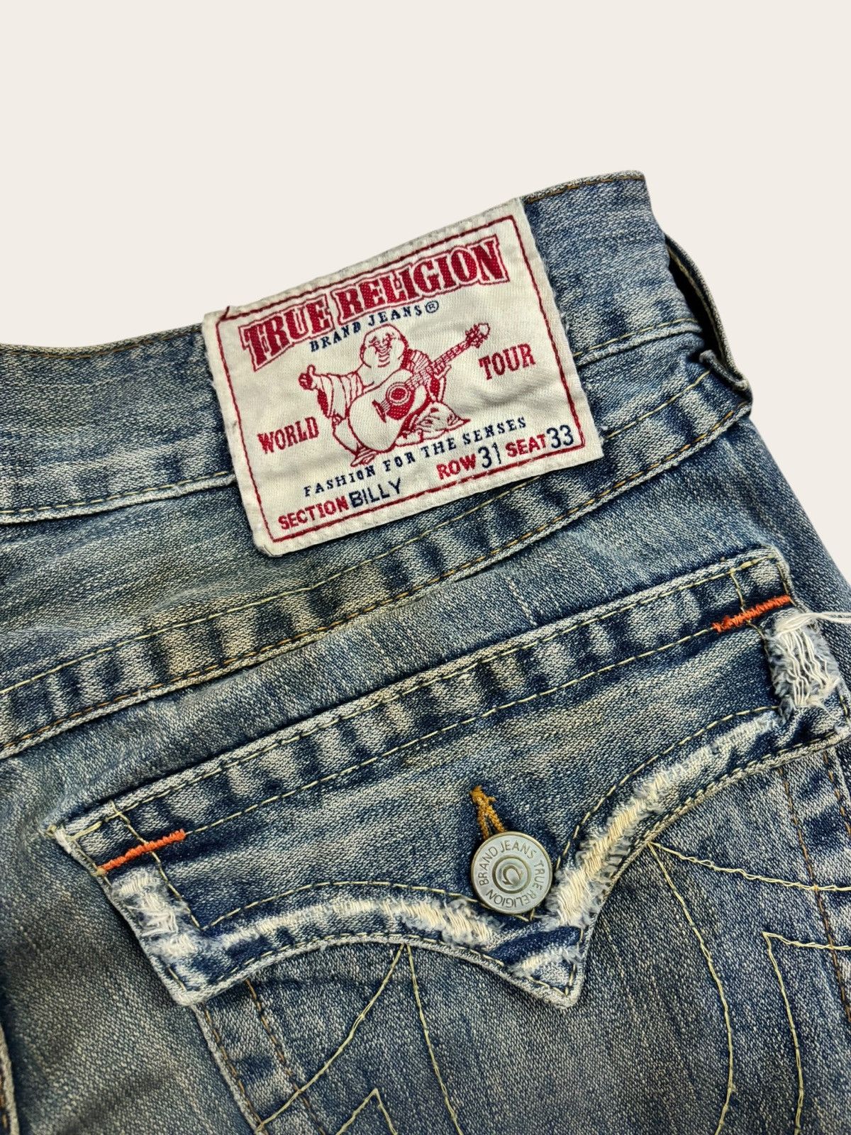 True Religion Vtg True Religion BILLY Distress Flared Yellow Faded Jeans Size US 34 / EU 50 - 10 Thumbnail