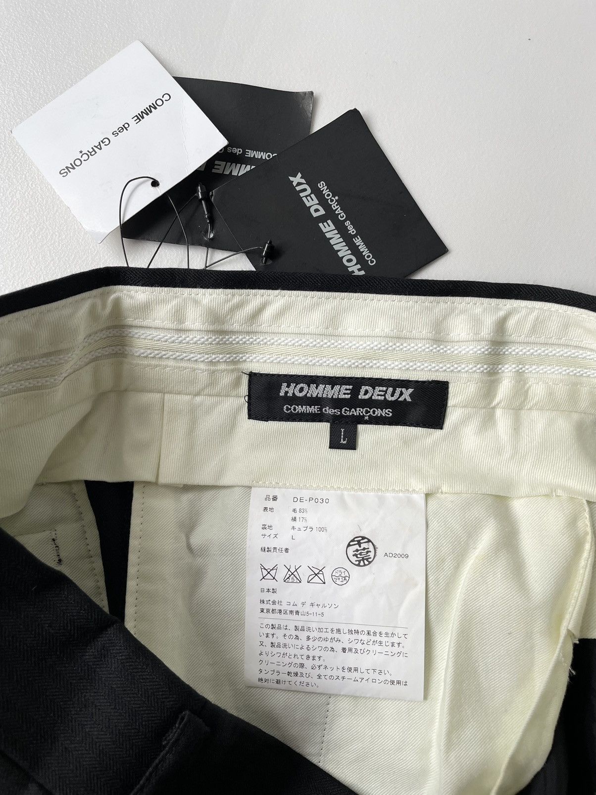 Comme des Garcons S/S 09 Black Chevron Pinstripe Wool Trousers Size US 34 / EU 50 - 5 Thumbnail