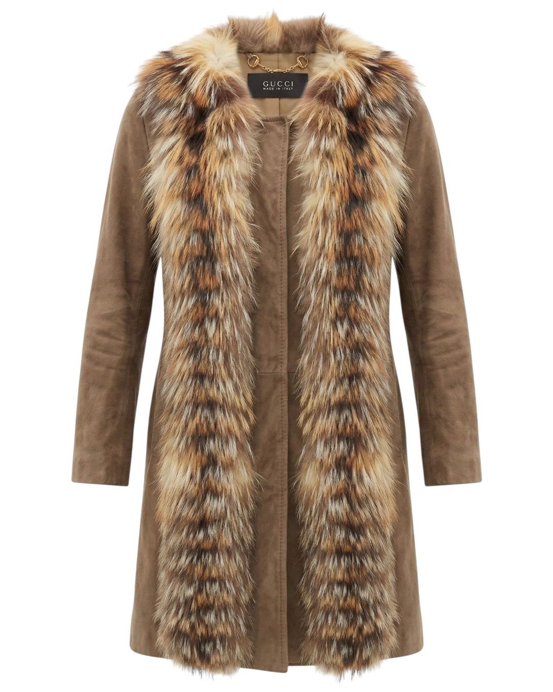 Gucci F/W 2010 RUNWAY SUEDE LEATHER COAT WITH FOX FUR LONG COLLAR Size M / US 6-8 / IT 42-44 - 2 Thumbnail