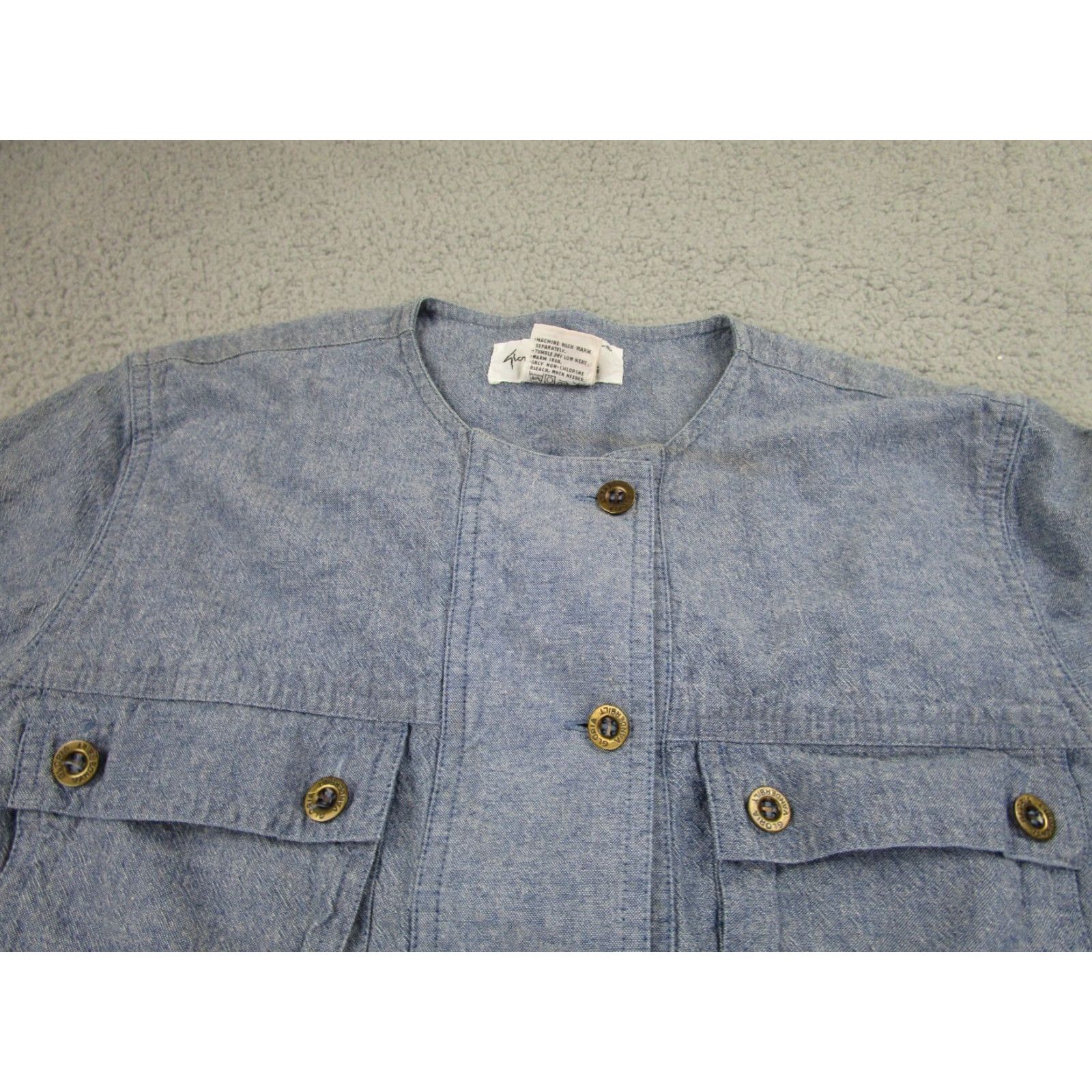 Gloria Vanderbilt VINTAGE Gloria Vanderbilt Dress Womens M Blue Murjani Maxi Chore Utility 90s y2k Dress Shirt Size M / US 6-8 / IT 42-44 - 3 Thumbnail
