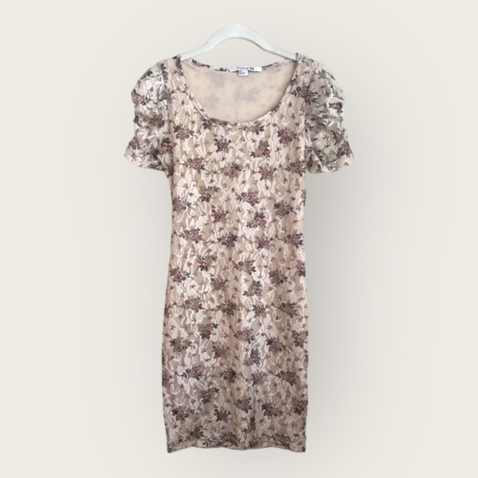 Forever 21 Forever 21 | Taupe Floral Lace Bodycon Dress | Medium Size M / US 6-8 / IT 42-44 - 7 Thumbnail