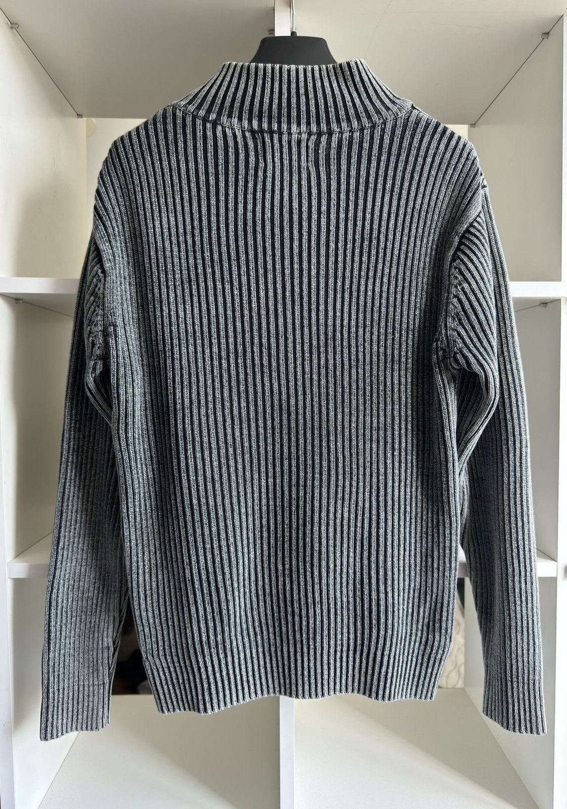 Diesel Vintage 90s Avant Garde Striped Grey Half Zipped Sweater Size US M / EU 48-50 / 2 - 2 Thumbnail