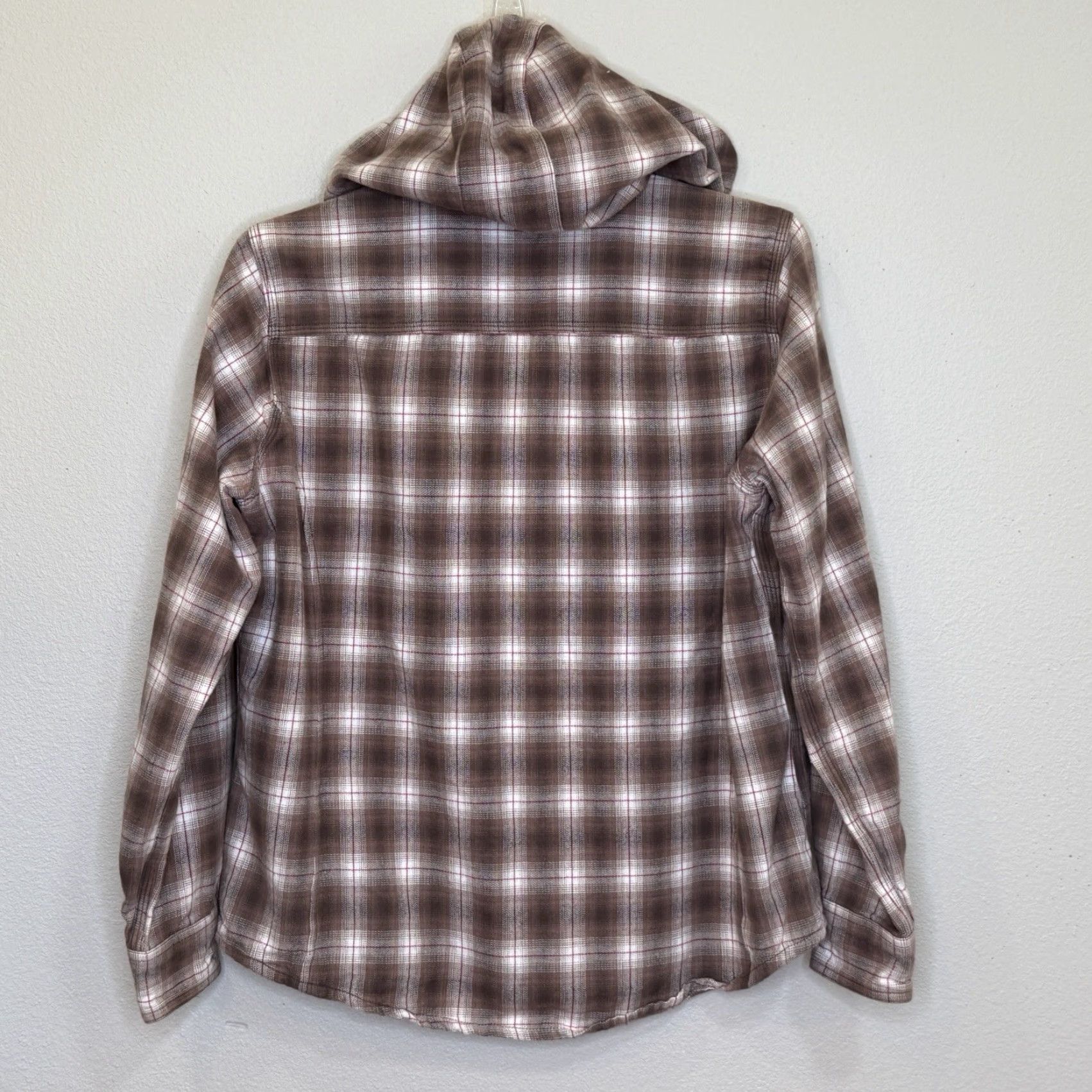 Carhartt VINTAGE Carhartt Hooded Snap Front Lightweight Flannel Shirt Top Brown Plaid Women’s Large 12/14 Long Sleeve Outdoor Workwear Size L / US 10 / IT 46 - 5 Thumbnail