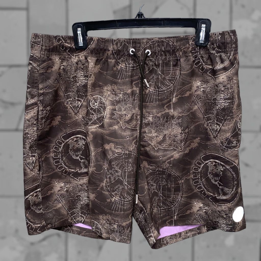 Vintage Psycho Tuna Mens Board Shorts Bottom Brown Polyester Drawstring Size XL Maps Trunks Regular Men Size US 36 / EU 52 - 1 Thumbnail