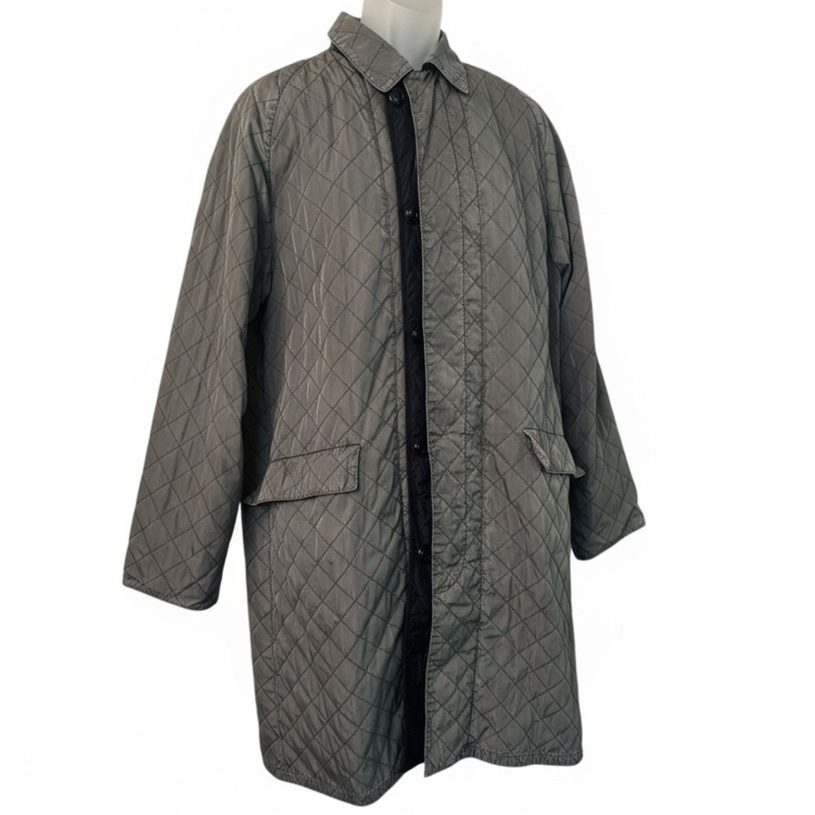 Dries Van Noten Vintage Grey Quilted Overcoat EU 50 Layered Winter Button Size US M / EU 48-50 / 2 - 1 Thumbnail