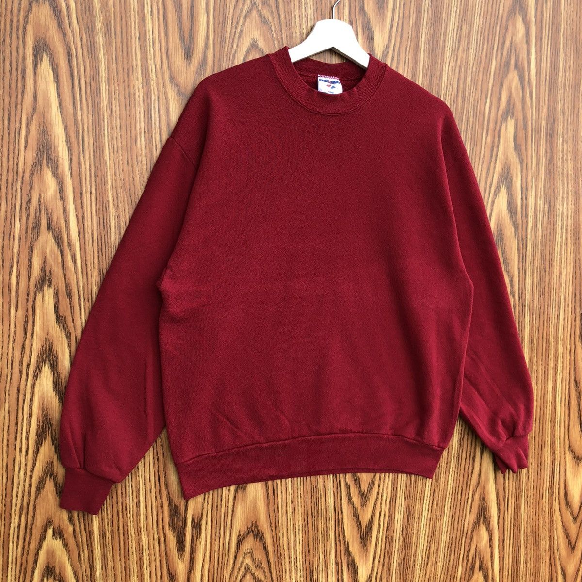 Vintage Vintage 90s Red Faded Plain Sweatshirt Pullover Crewneck Size US L / EU 52-54 / 3 - 2 Thumbnail