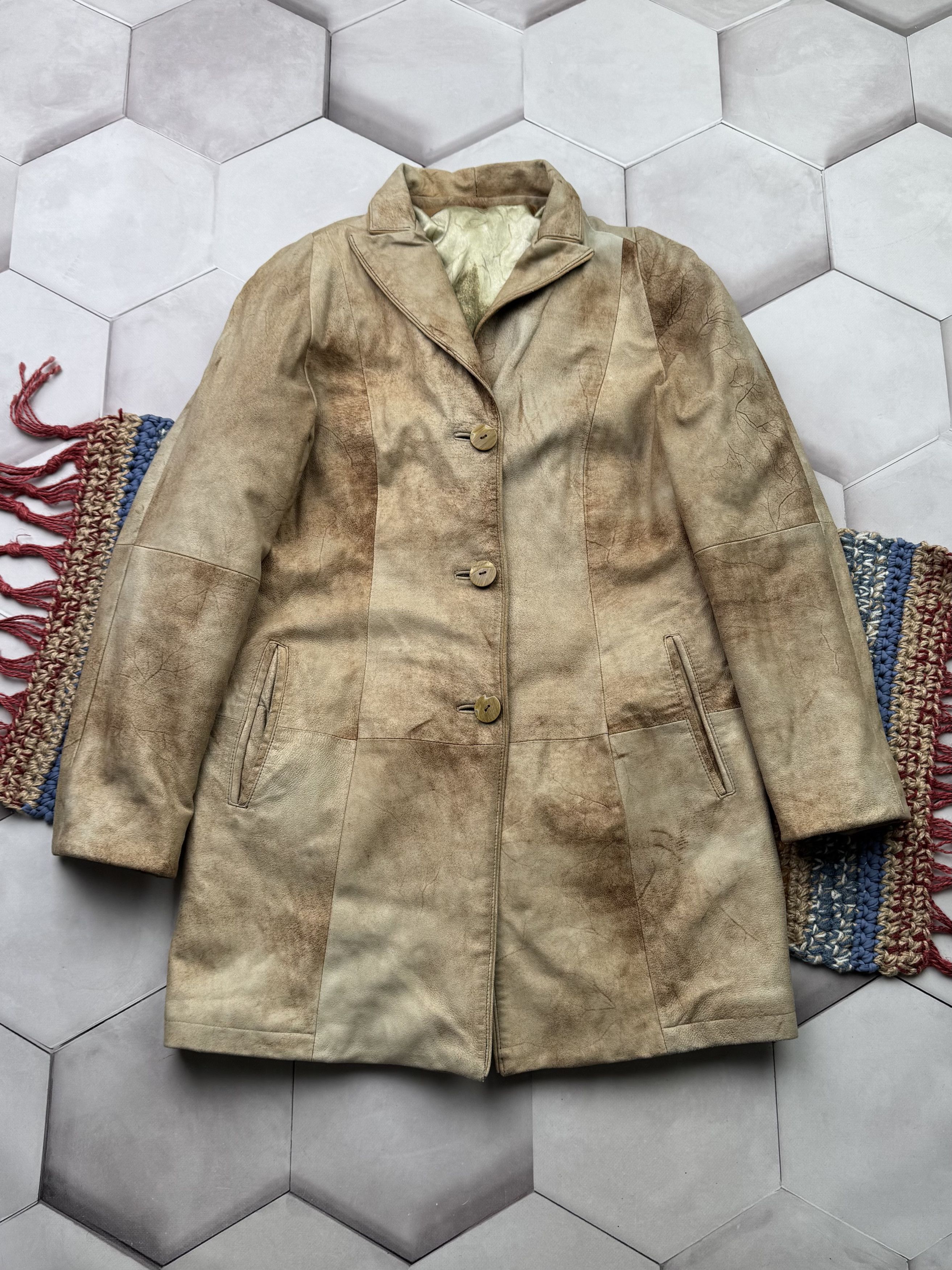 Vintage Vintage Faded Effect Leather Coat (E4) Size S / US 4 / IT 40 - 1 Thumbnail