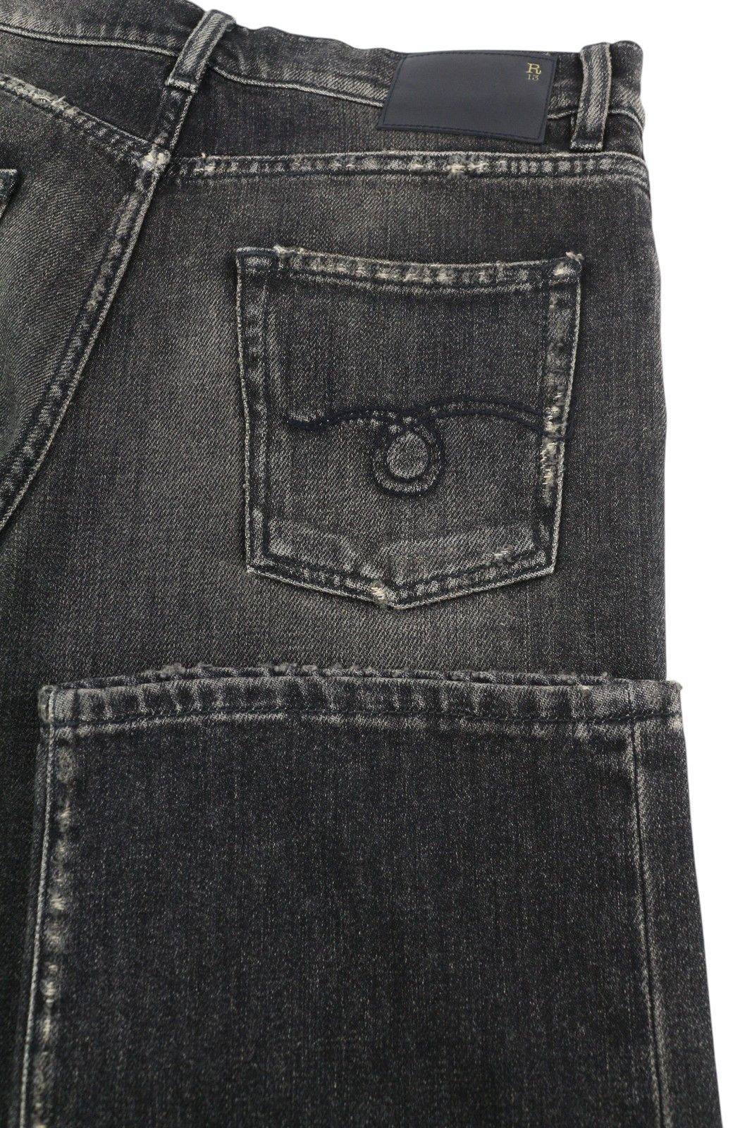R13 ALICE STRAIGHT LEG 27 Abbey Black Faded Denim Jeans 86204 Size 27" / US 4 / IT 40 - 6 Thumbnail