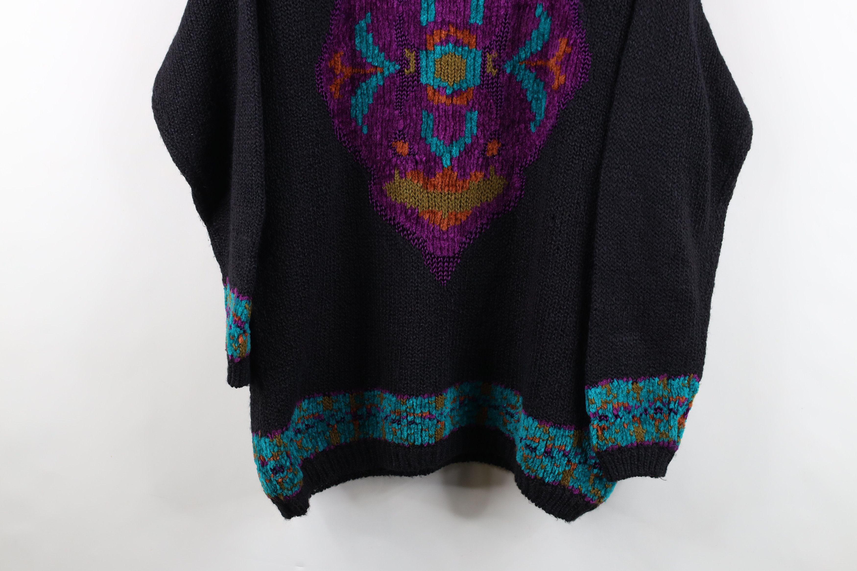 Vintage Vintage 90s Streetwear Geometric Flower Mock Neck Sweater Size XL / US 12-14 / IT 48-50 - 3 Thumbnail