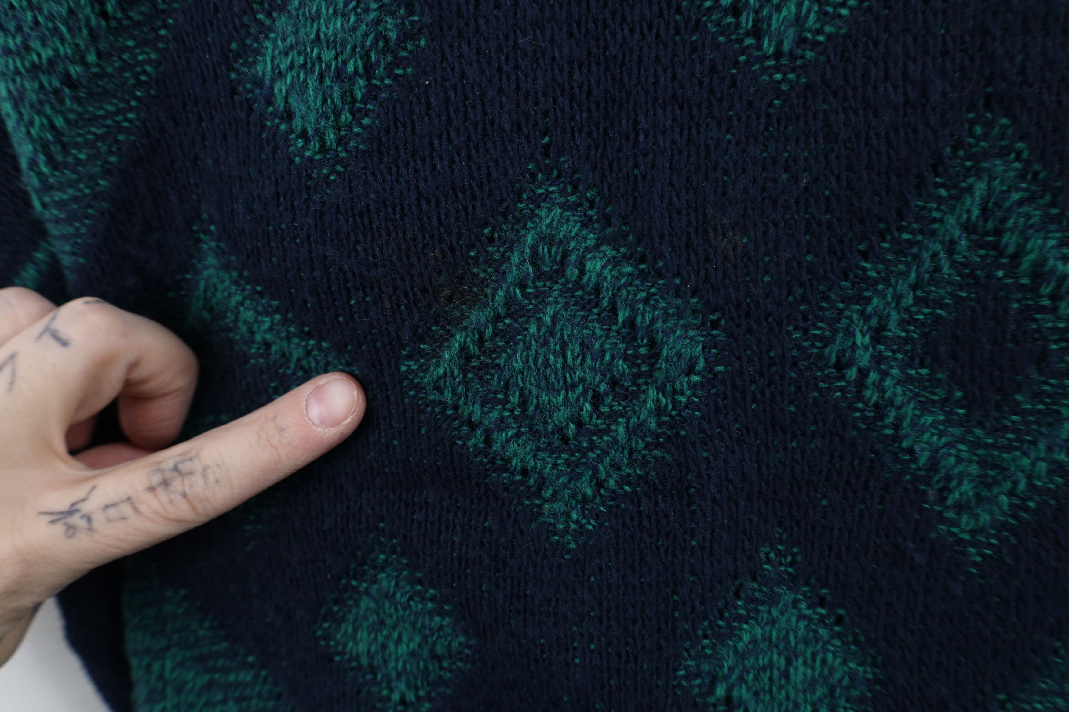 Vintage Vintage 90s Streetwear Geometric Knit Grandpa Sweater USA Size US XXL / EU 58 / 5 - 4 Thumbnail