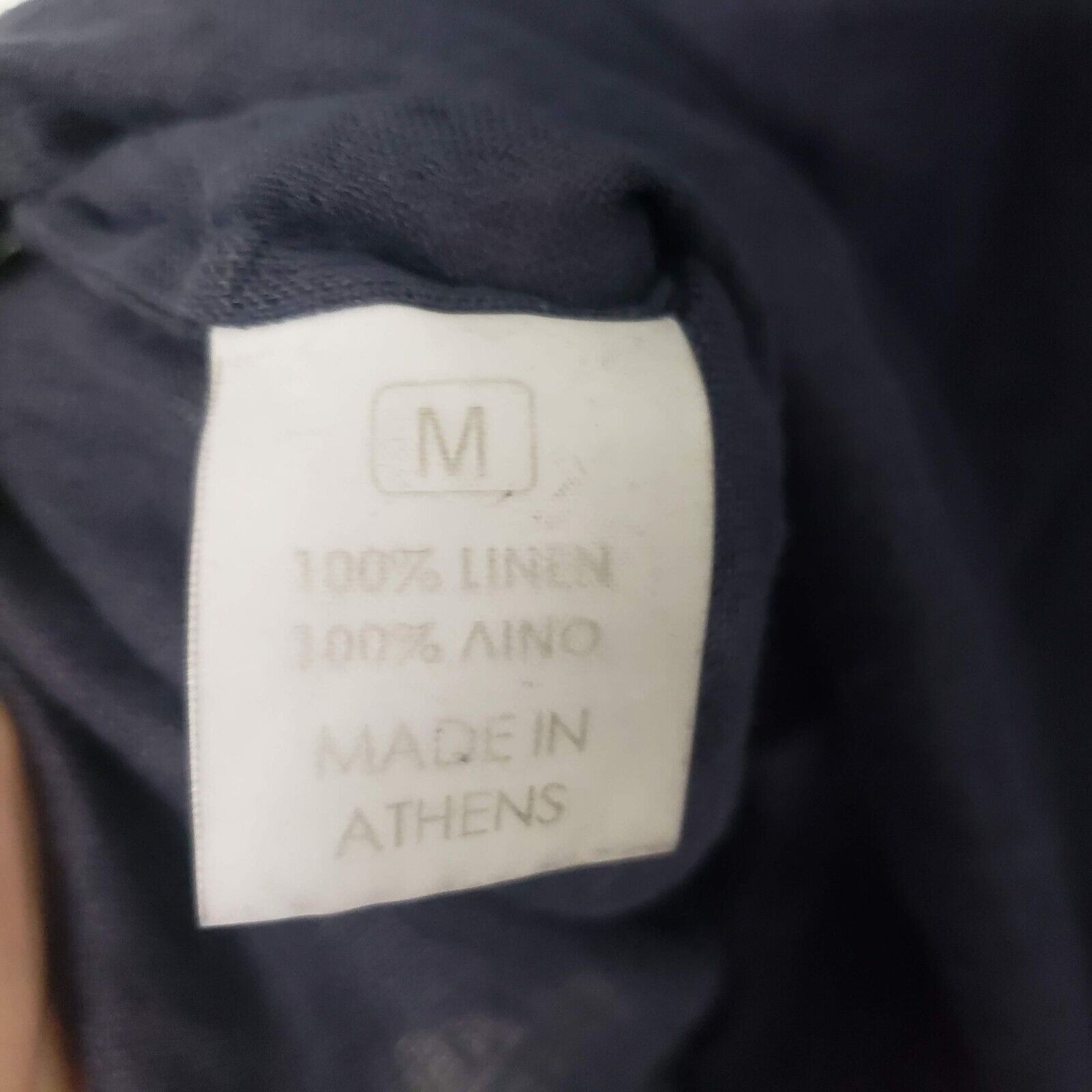 Designer NEW Athoa Athens Linen Shirt Mens Size Medium Night Blue Size M / US 6-8 / IT 42-44 - 7 Thumbnail