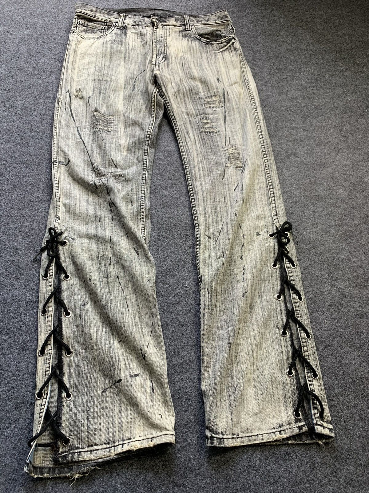 Japanese Brand × Jean Flare laces up japanese brand pant Size US 34 / EU 50 - 2 Thumbnail