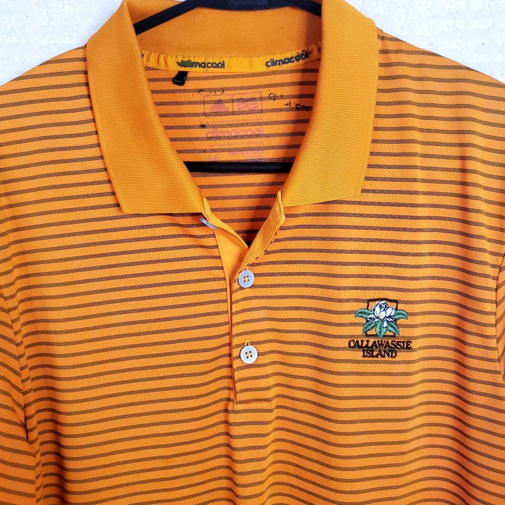 Adidas Adidas Polo Golf Shirt Short Sleeve Orange Striped Climacool M Mens VINTAGE? Size US M / EU 48-50 / 2 - 3 Thumbnail